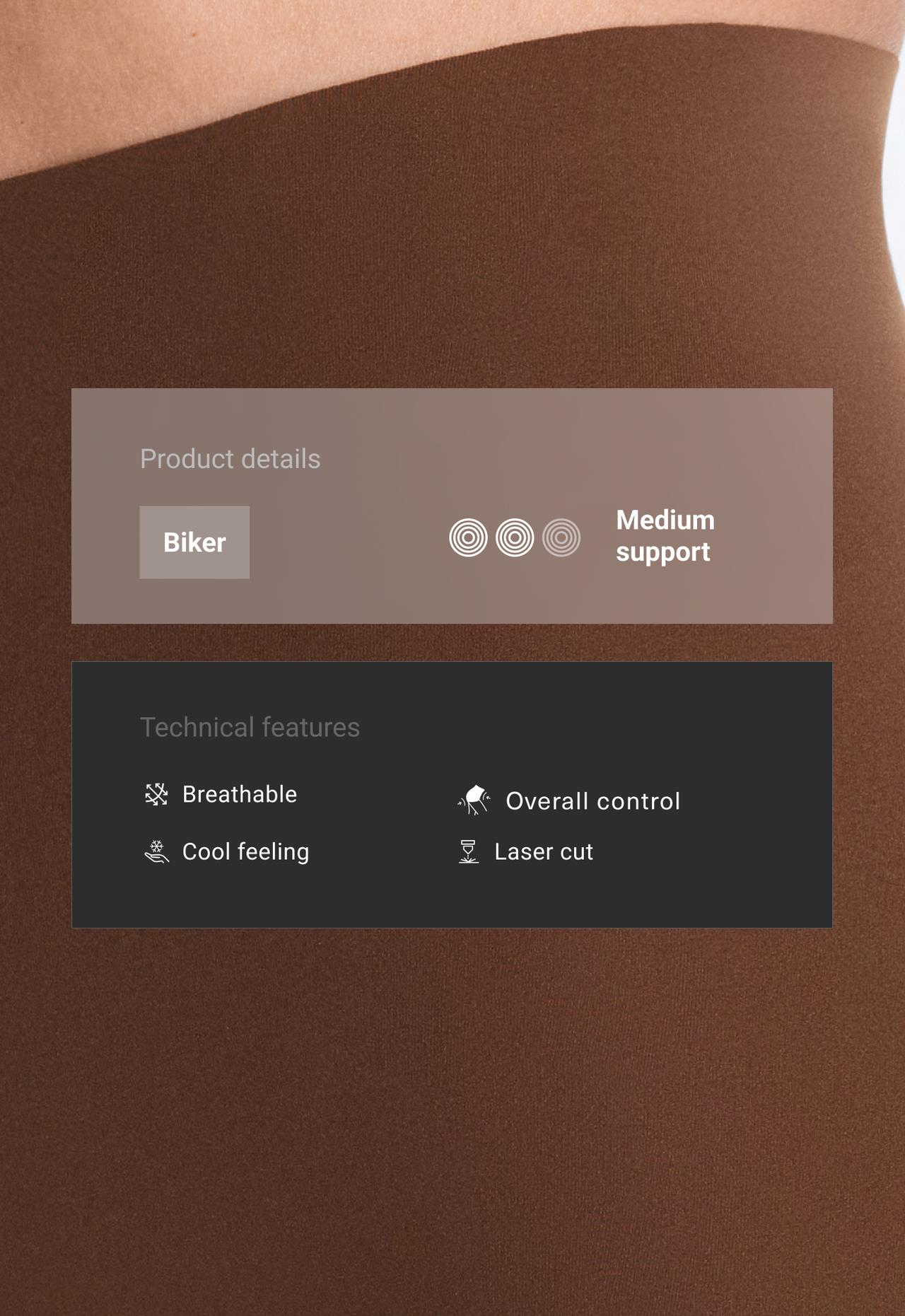 High-waisted invisible laser-cut cycling briefs — DARK BROWN