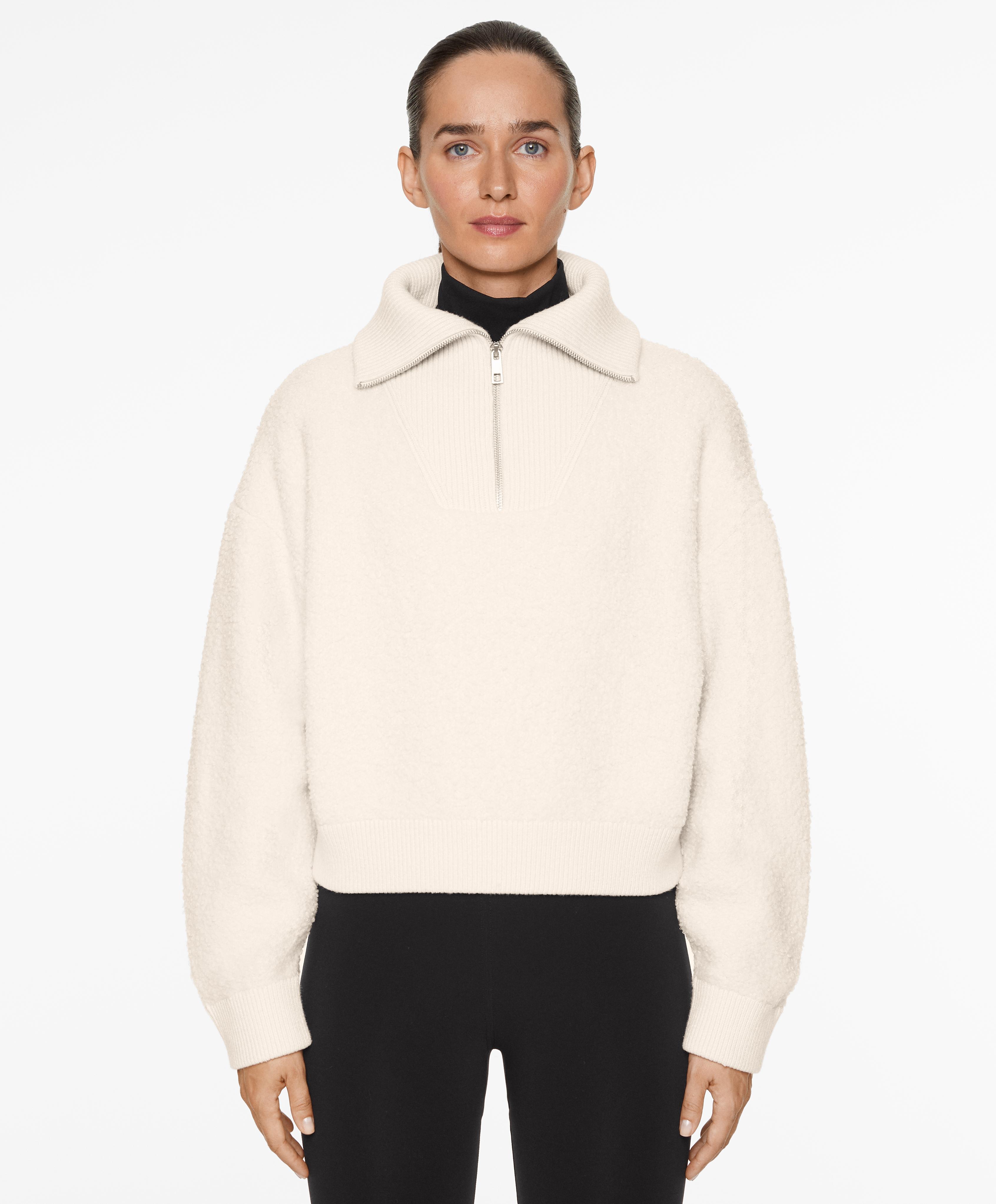 High-collar faux-shearling jumper