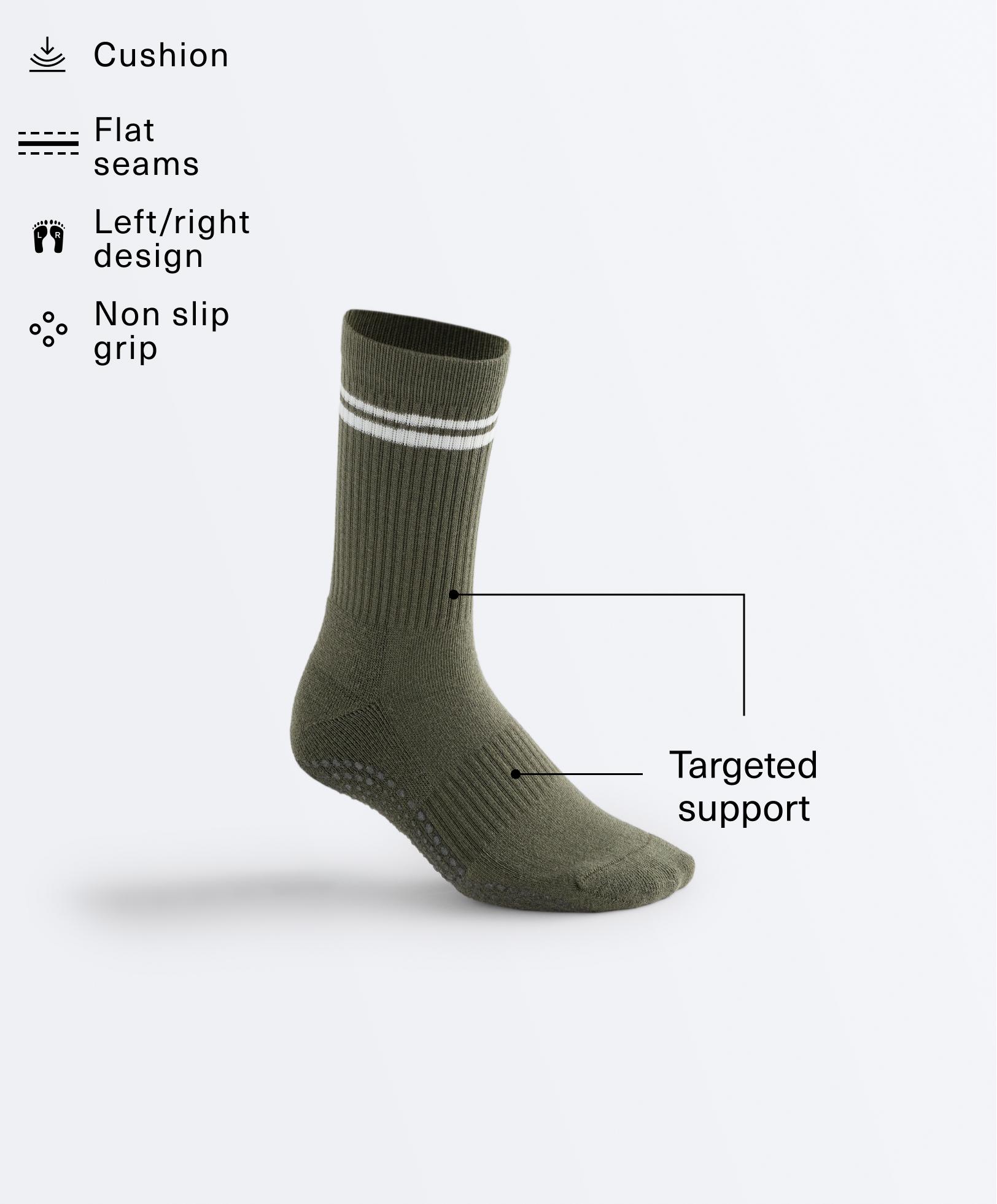 2 pairs of classic cotton blend yoga and Pilates socks — KHAKI