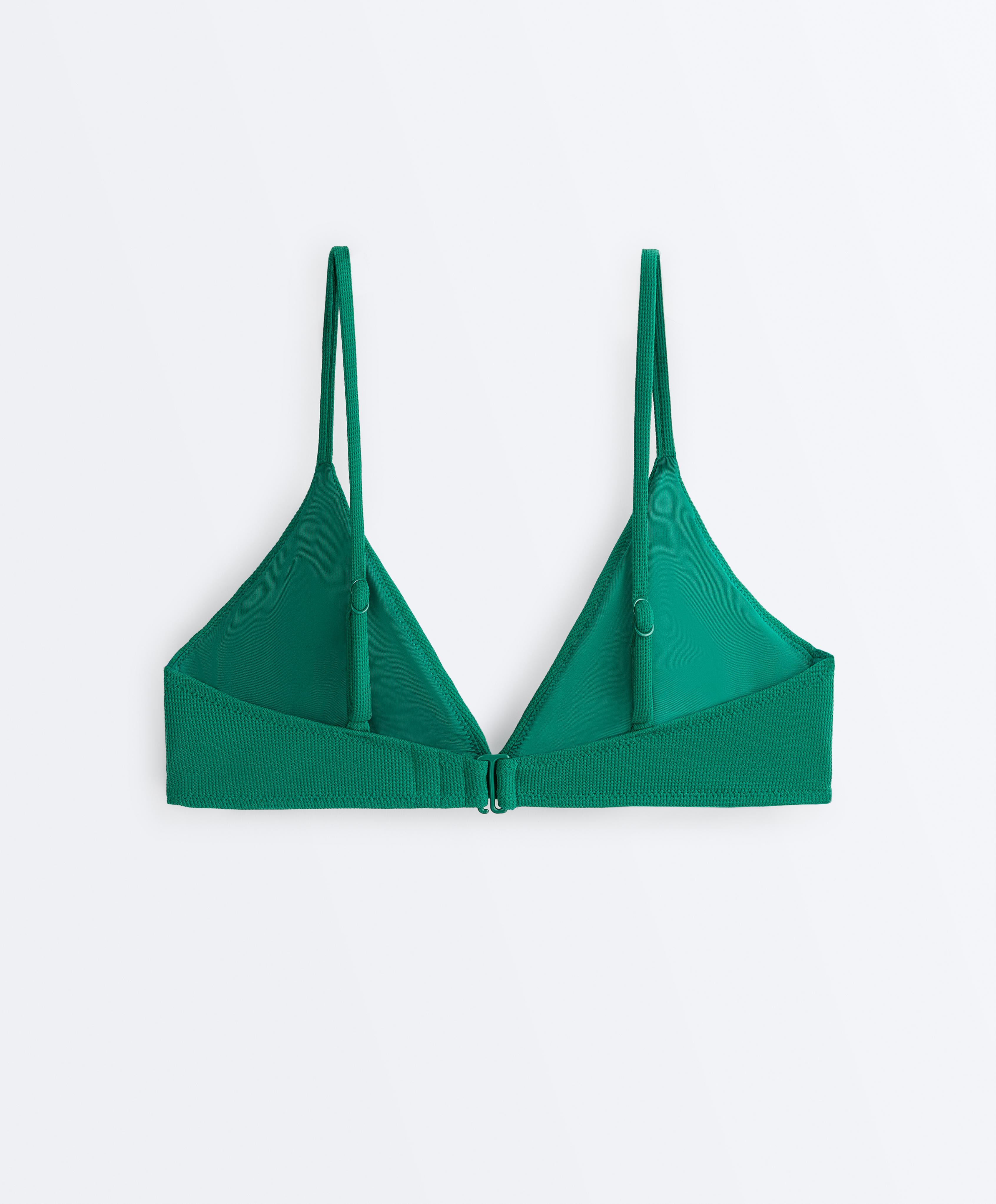 Piqué triangle bikini top — PALE EMERALD