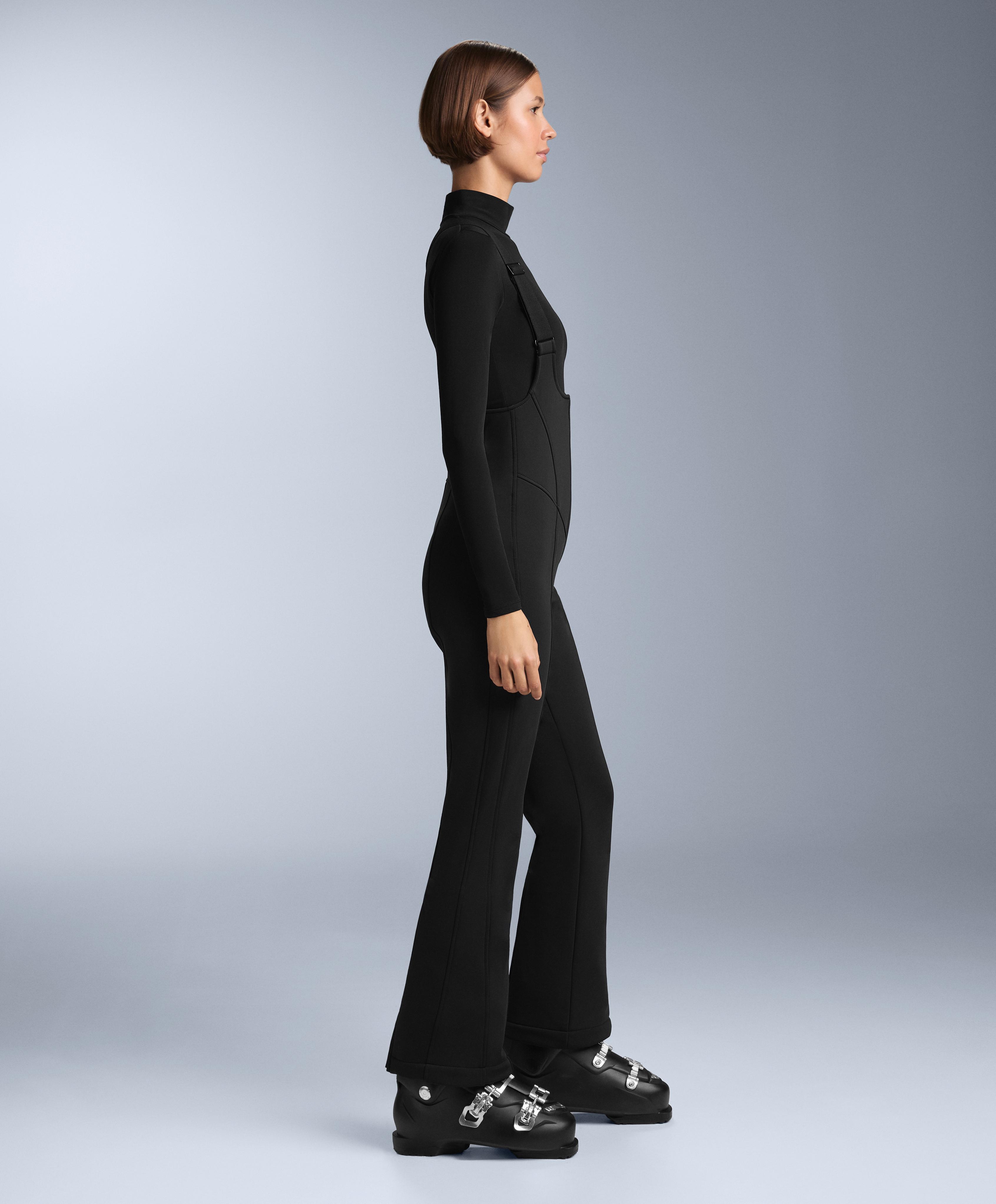 Water-resistant SKI flare dungarees — BLACK
