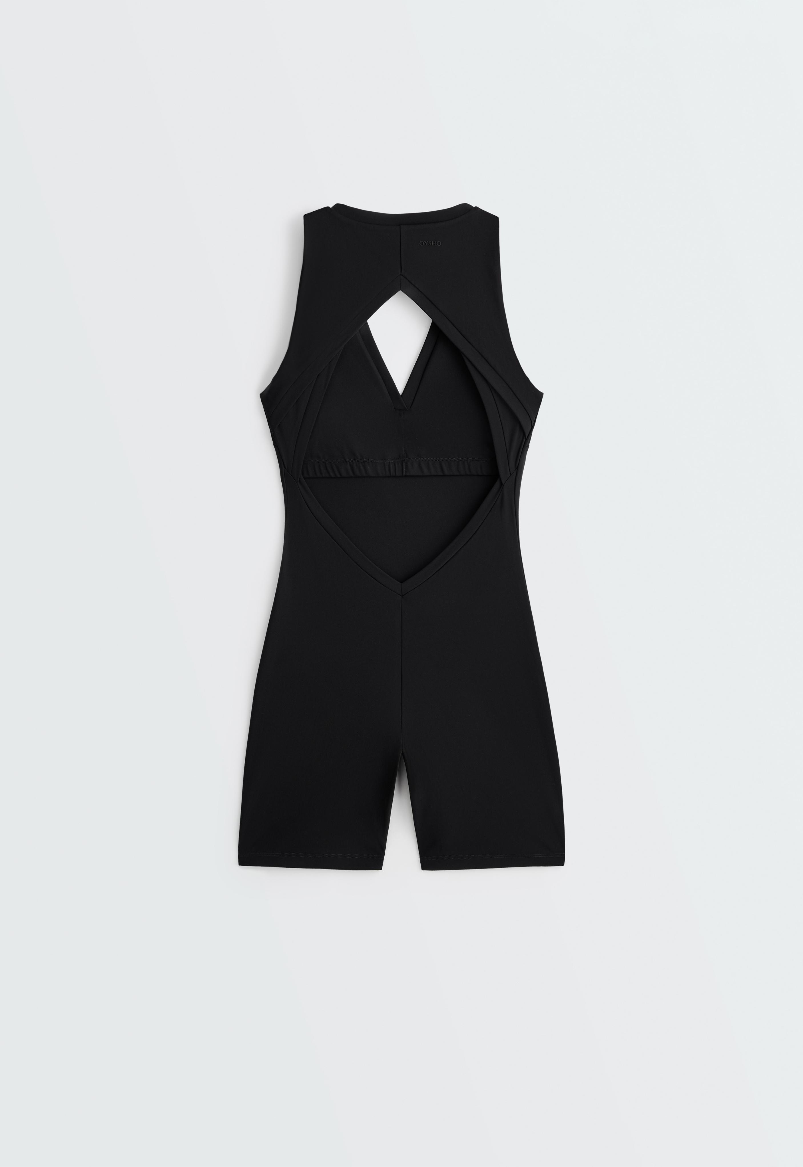Open-back Comfortlux short jumpsuit — BLACK