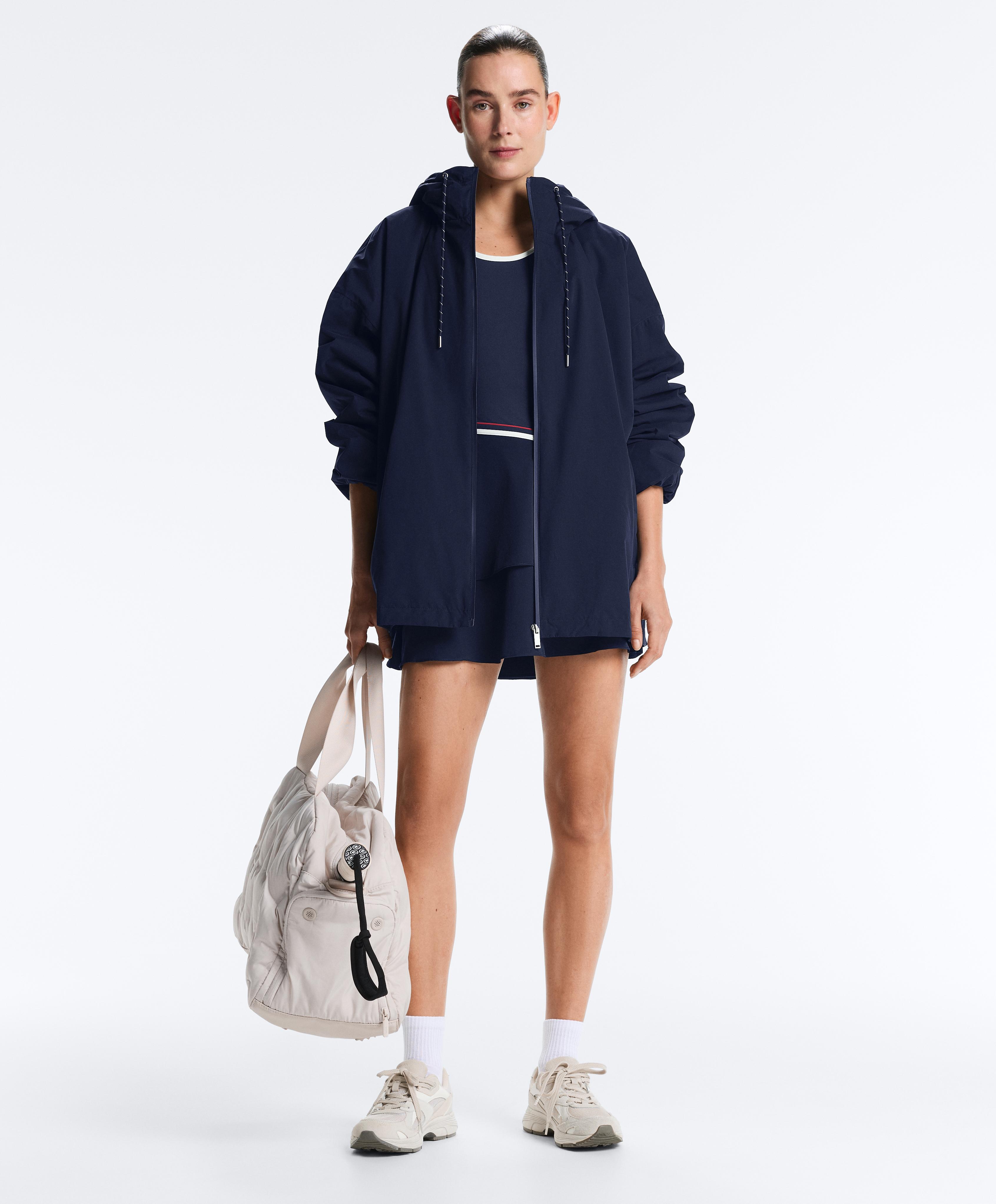 Comfortlux short dress with ruffles — NAVY BLUE