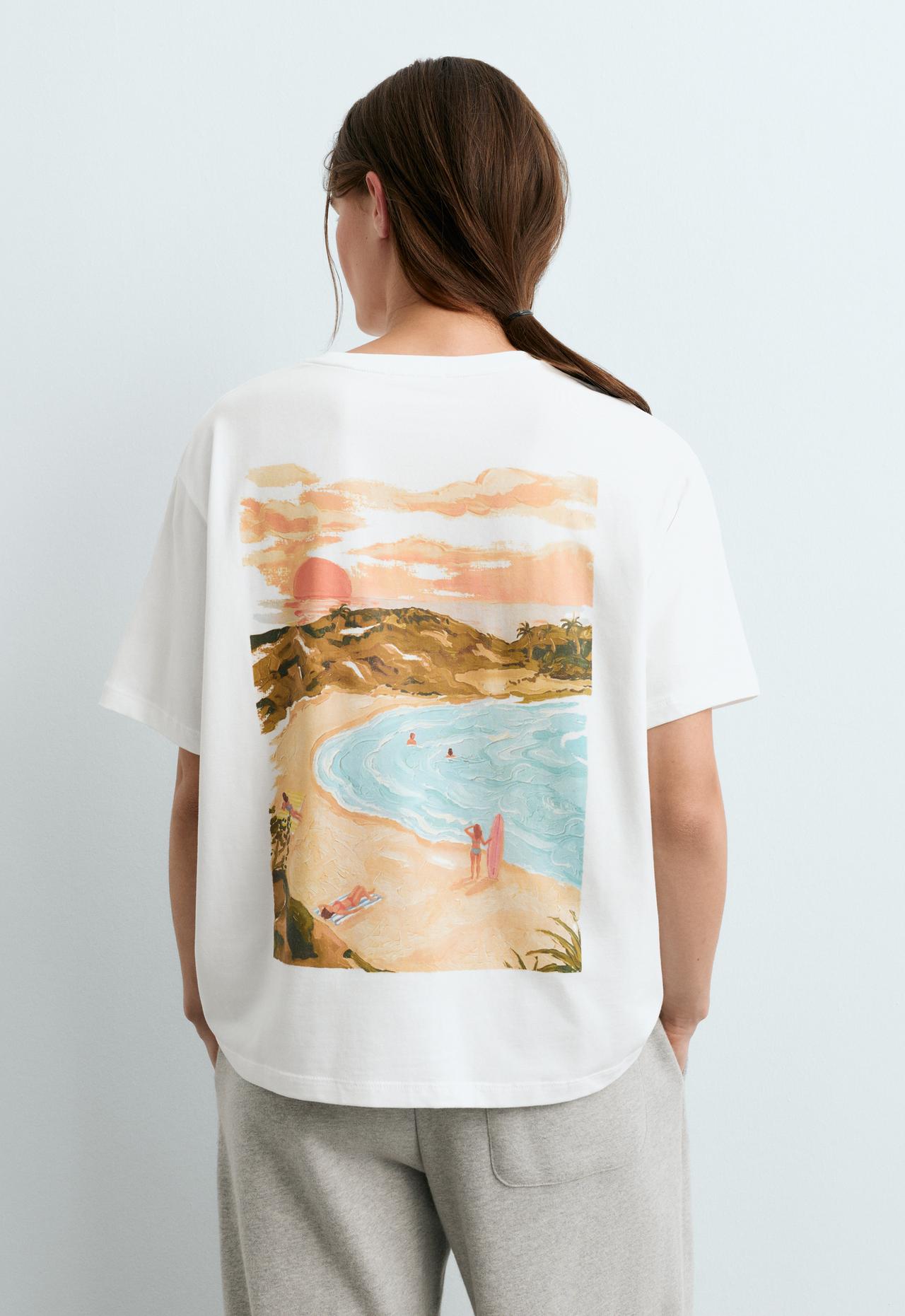 Embroidered boxy cotton blend T-shirt — WHITE