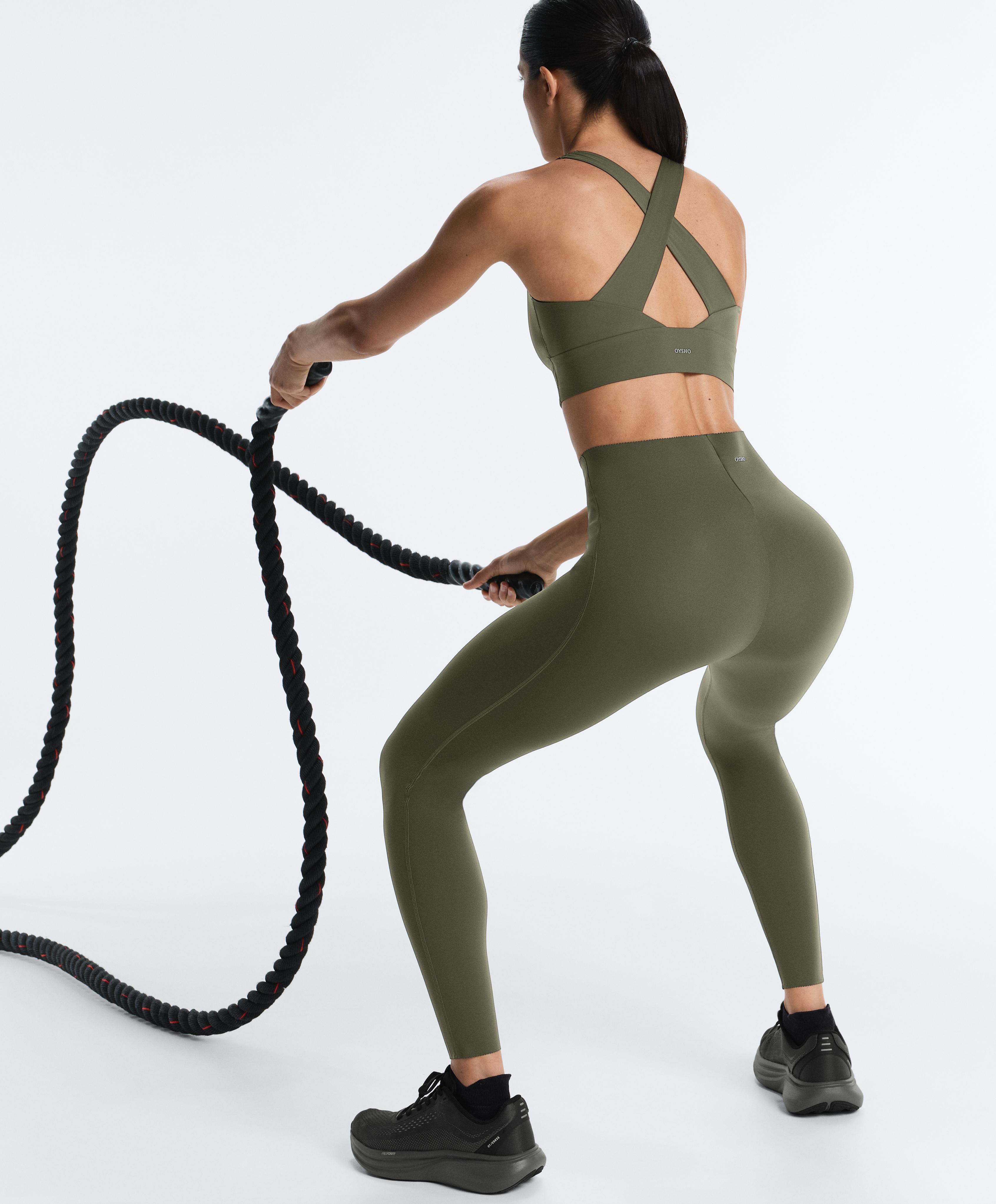 Medium-support Light Touch crossover bra — KHAKI