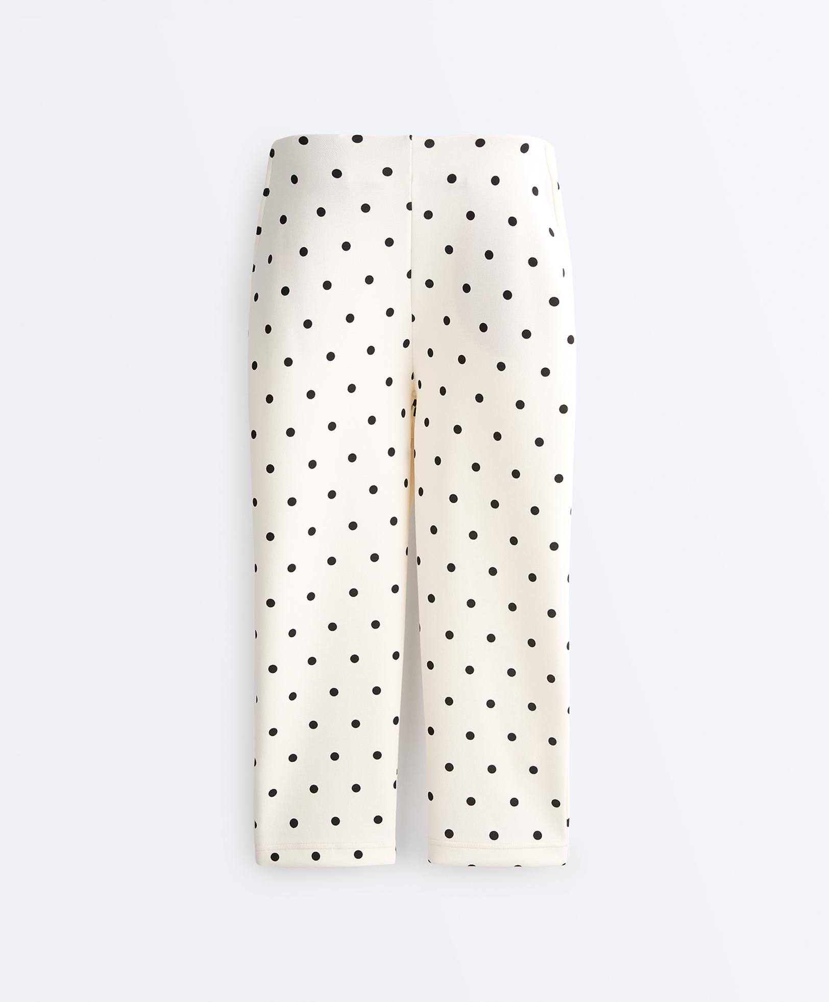 Polka dot piqué capri trousers with cotton — PALE ECRU