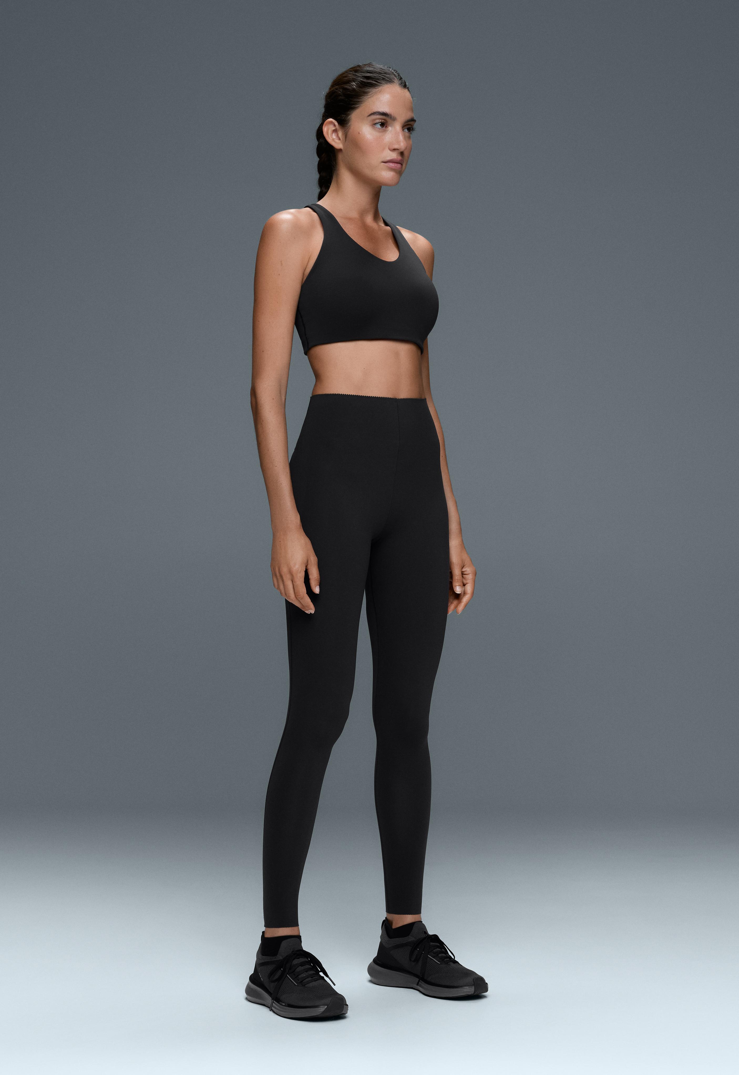 Compressive raise up high-rise ankle-length leggings — BLACK