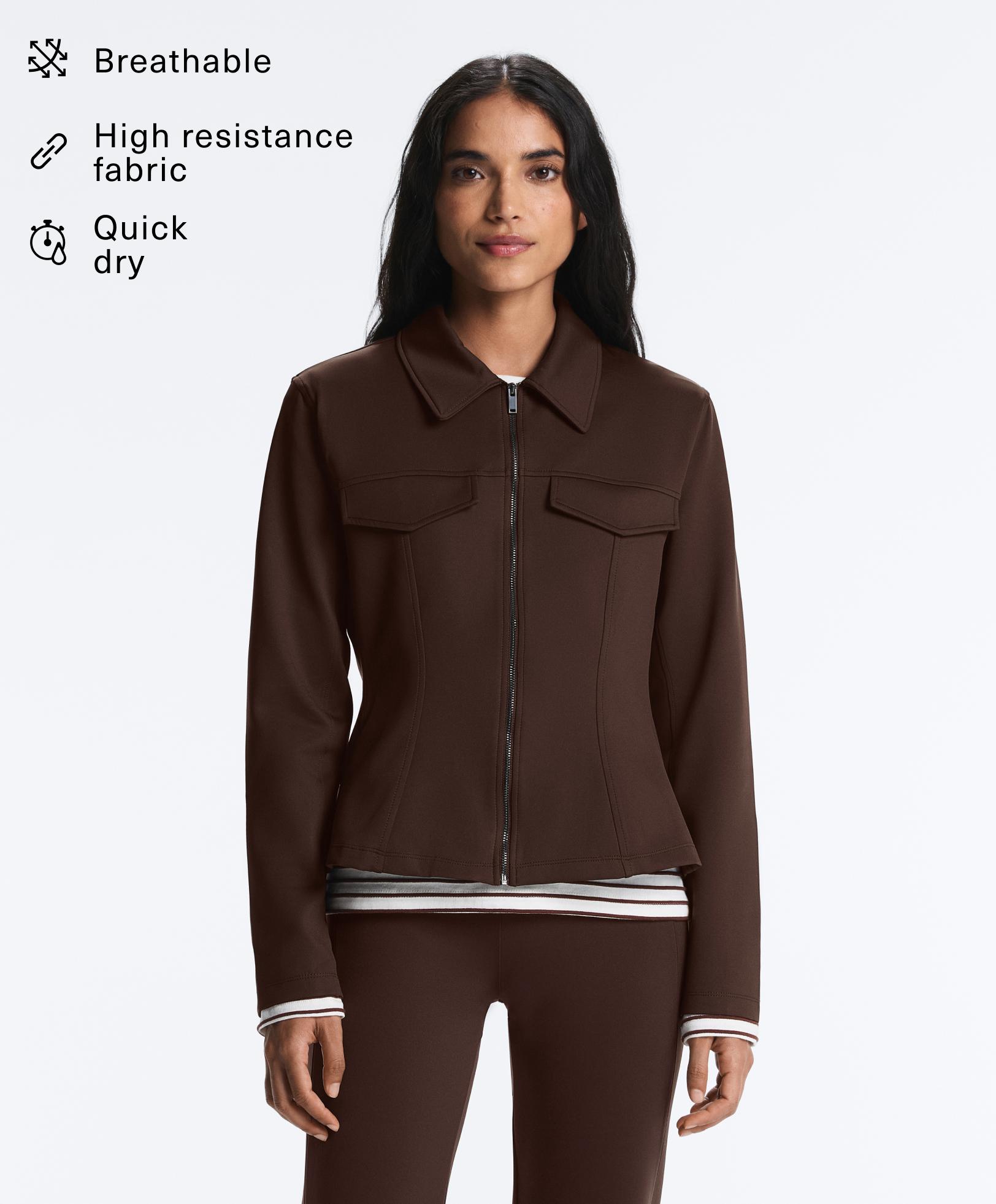 Neoprene-effect ribbed jacket Neoprene-effect ribbed jacket