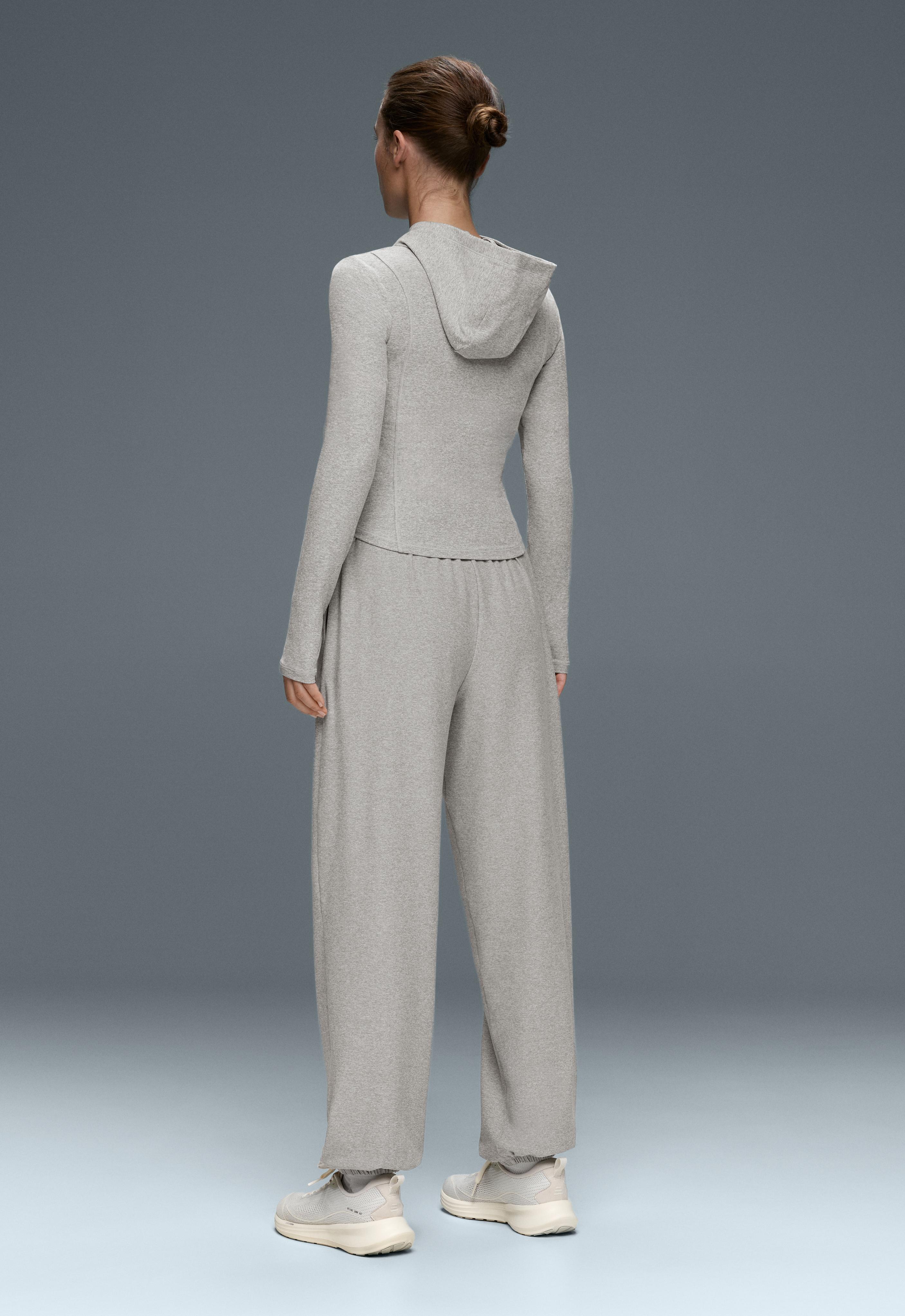 Technical marl hooded jacket — GREY MELANGE