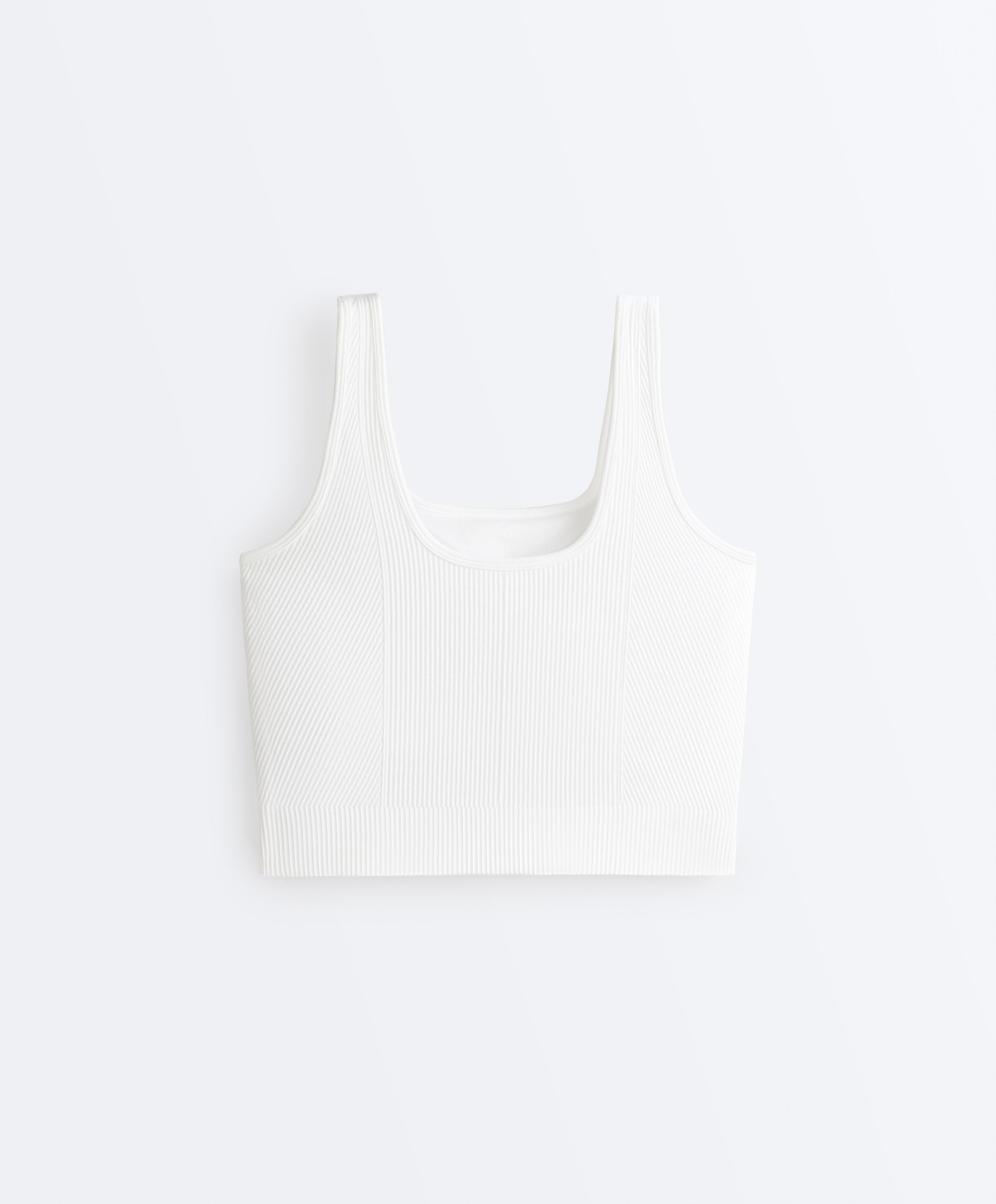 Seamless square neck tank top — WHITE