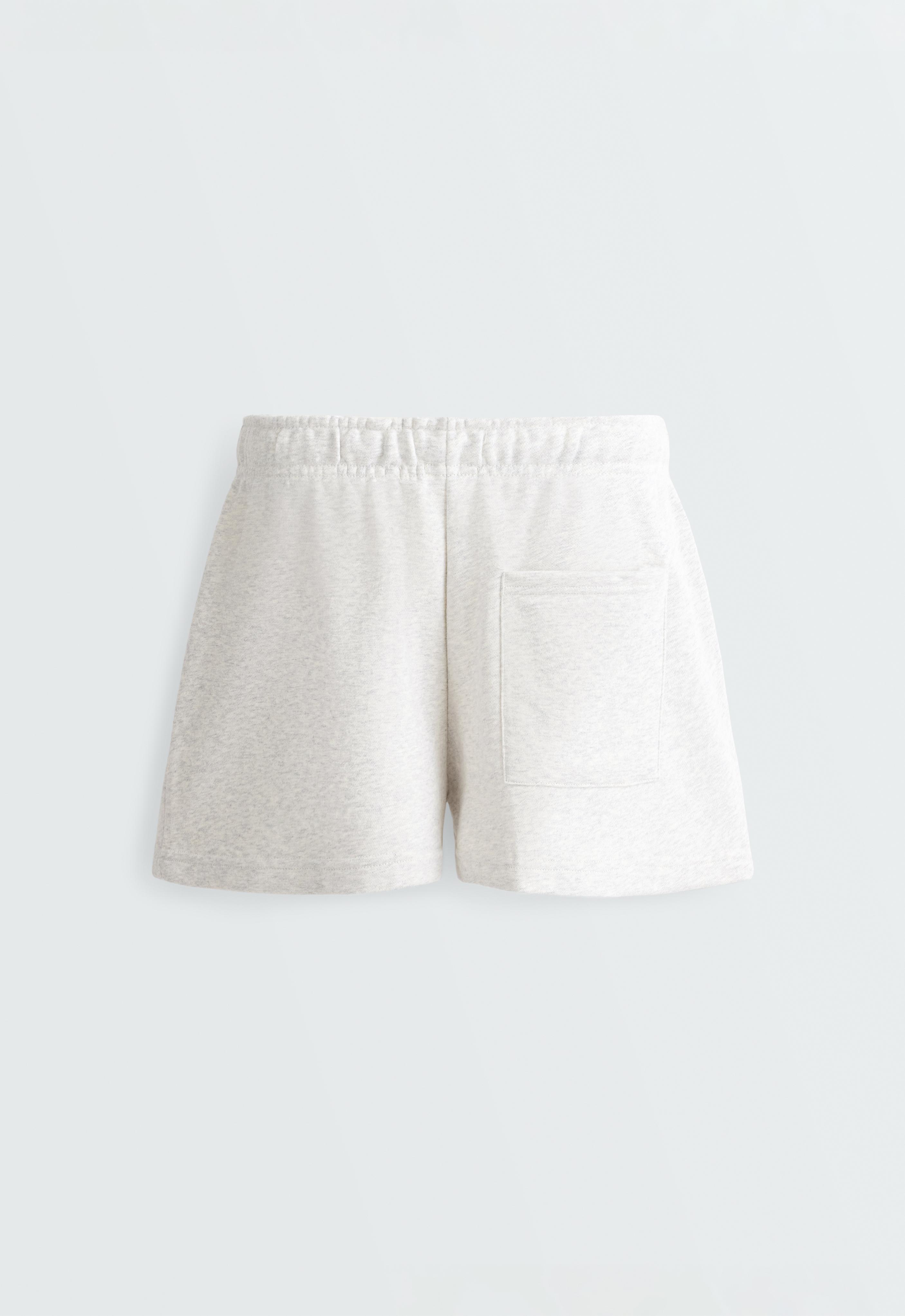 Cotton blend fleece shorts — PALE GREY MELANGE