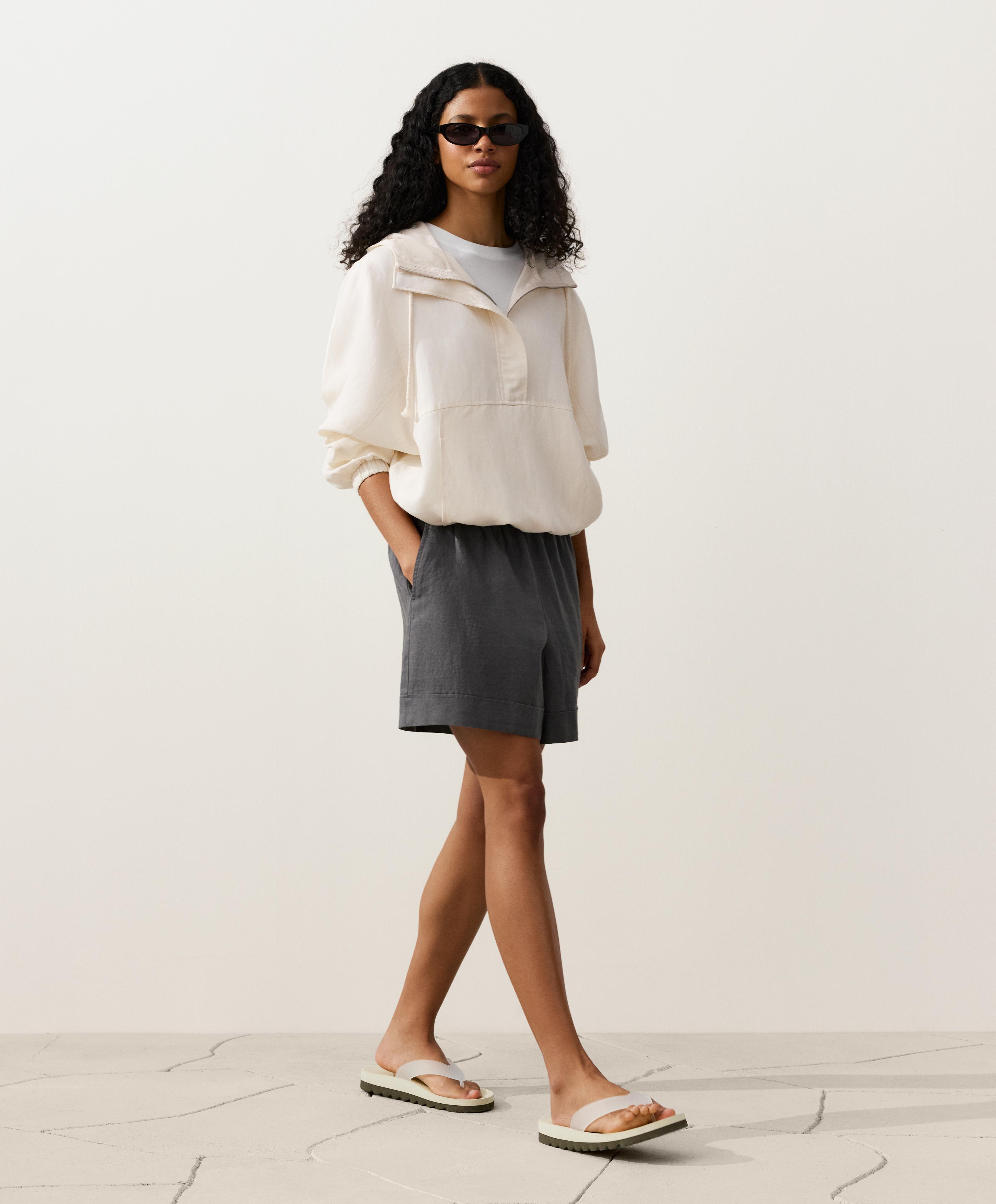 100% linen Bermuda shorts — STEEL GREY