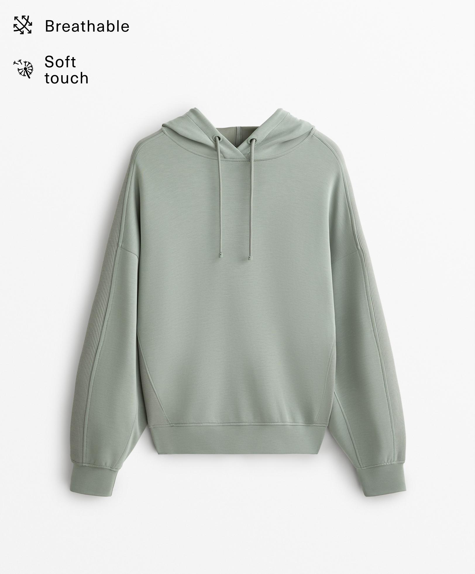 Boxy hoodie with rib detail and soft-touch modal