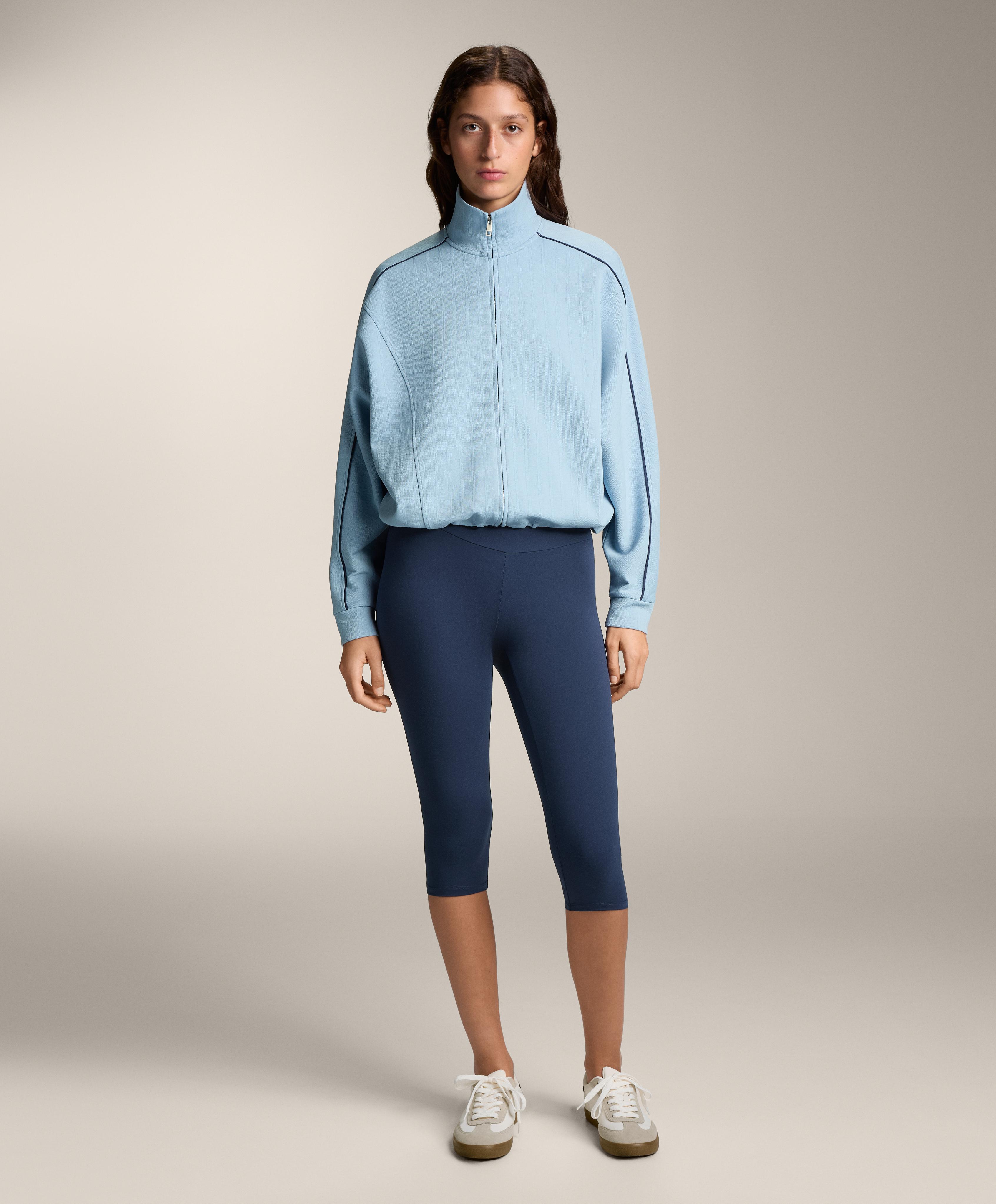 Piqué jacket with side piping and cotton — SKY BLUE