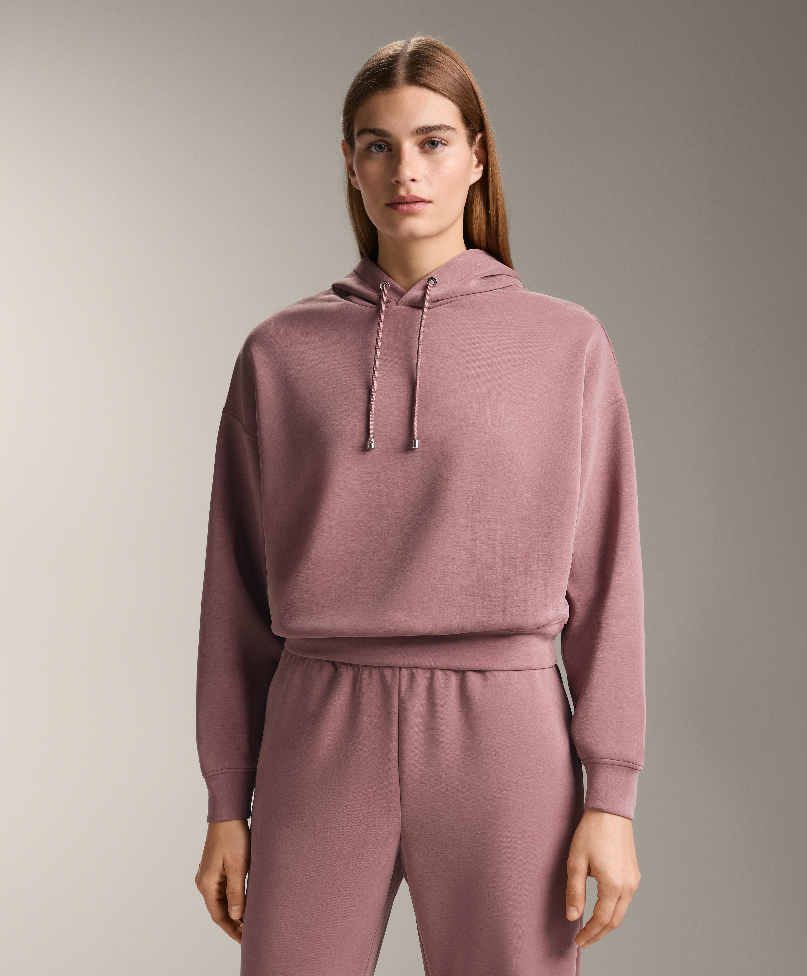 Boxy hoodie with brushed modal — PINK-MAUVE