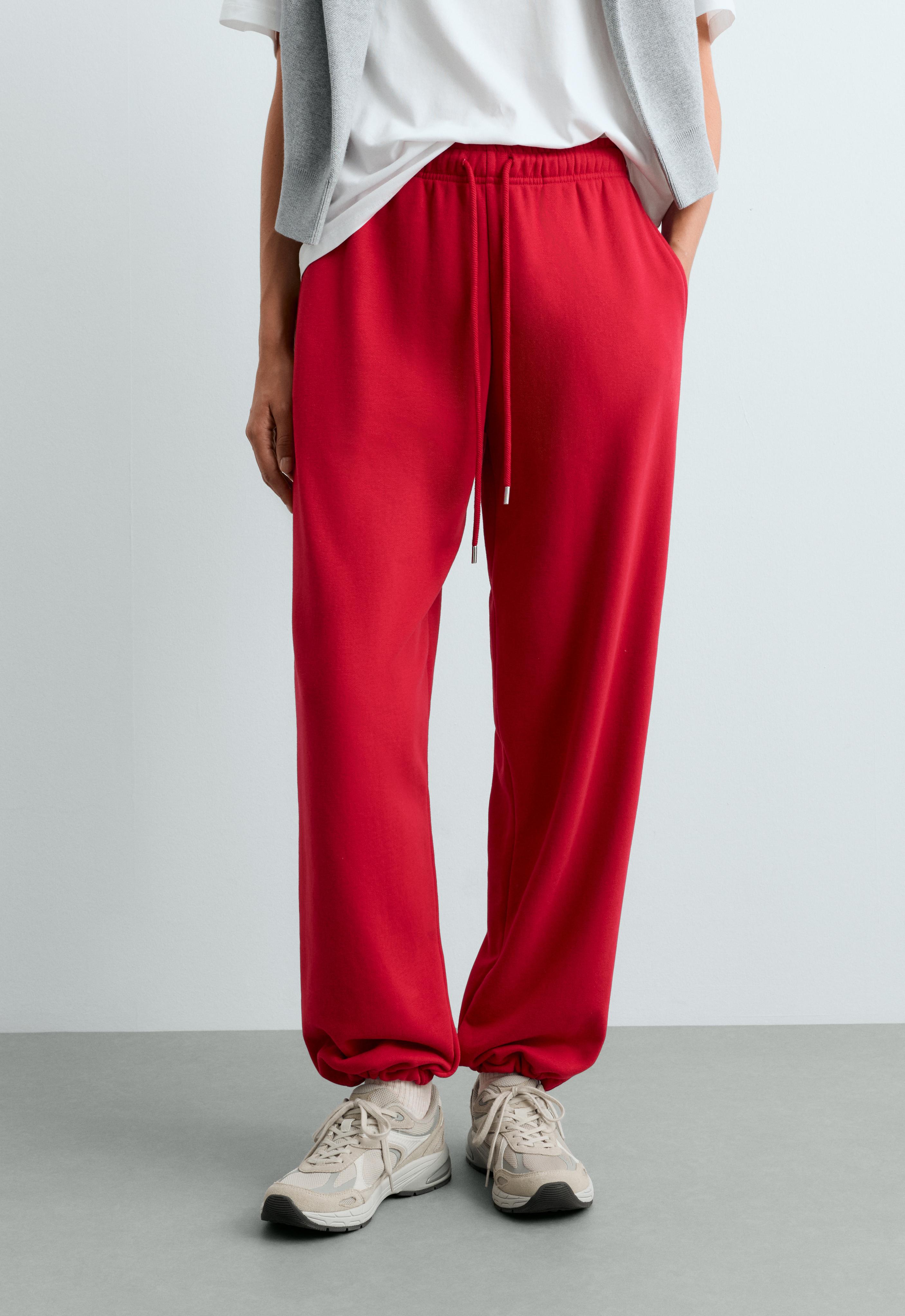 Cotton blend fleece straight-leg trousers Cotton blend fleece straight-leg trousers