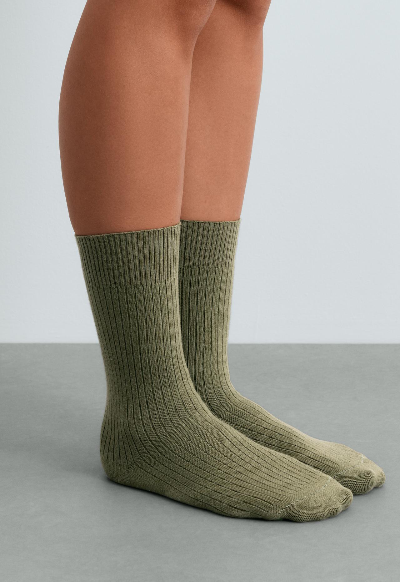 3 pairs of cotton blend classic socks — MID KHAKI