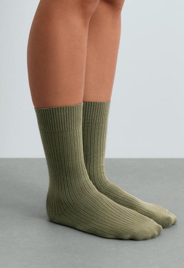 3 pairs of cotton blend classic socks — MID KHAKI 2