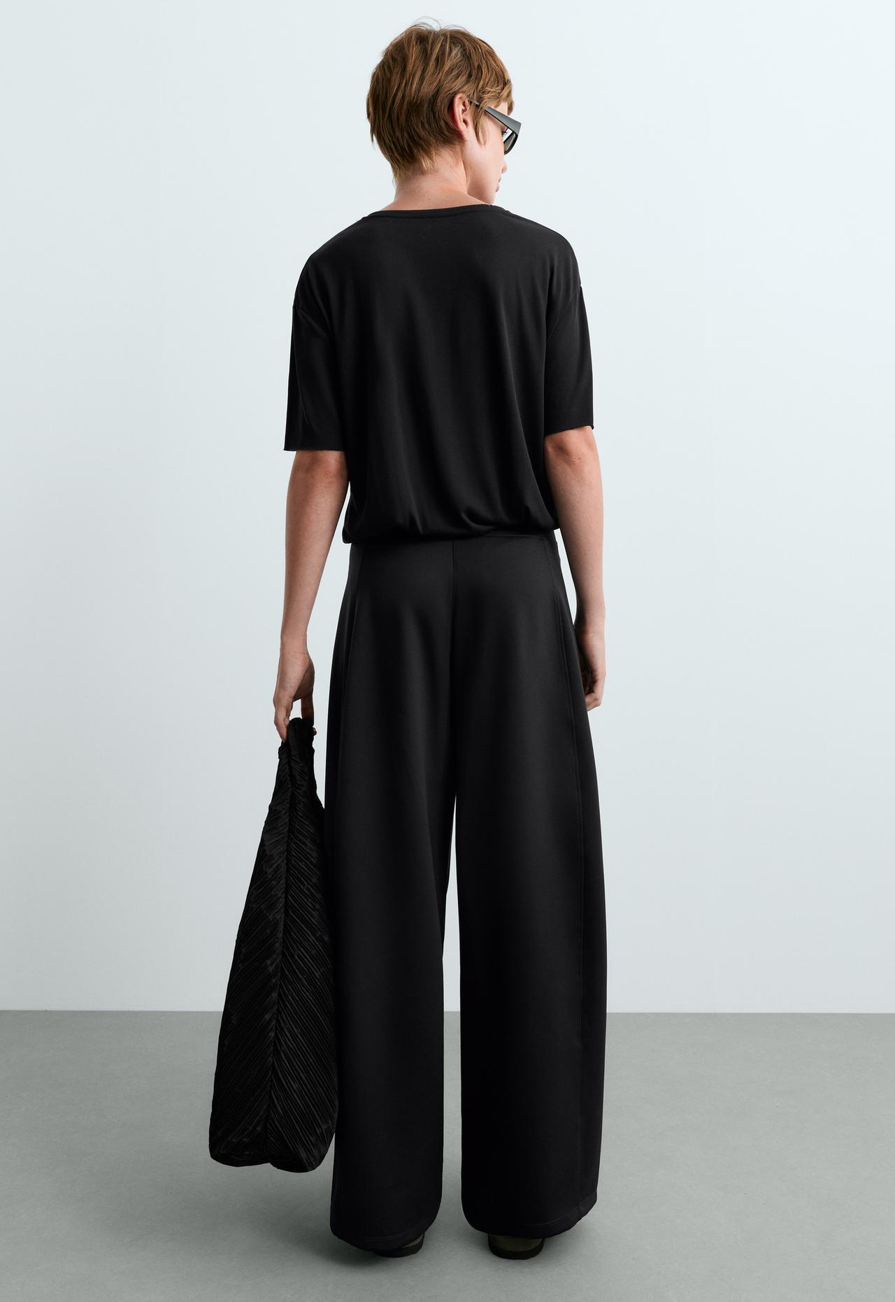 Neoprene-effect high rise cocoon trousers — BLACK