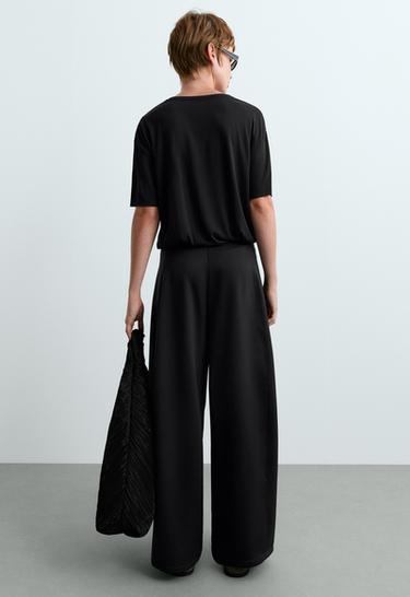 Neoprene-effect high rise cocoon trousers — BLACK 4