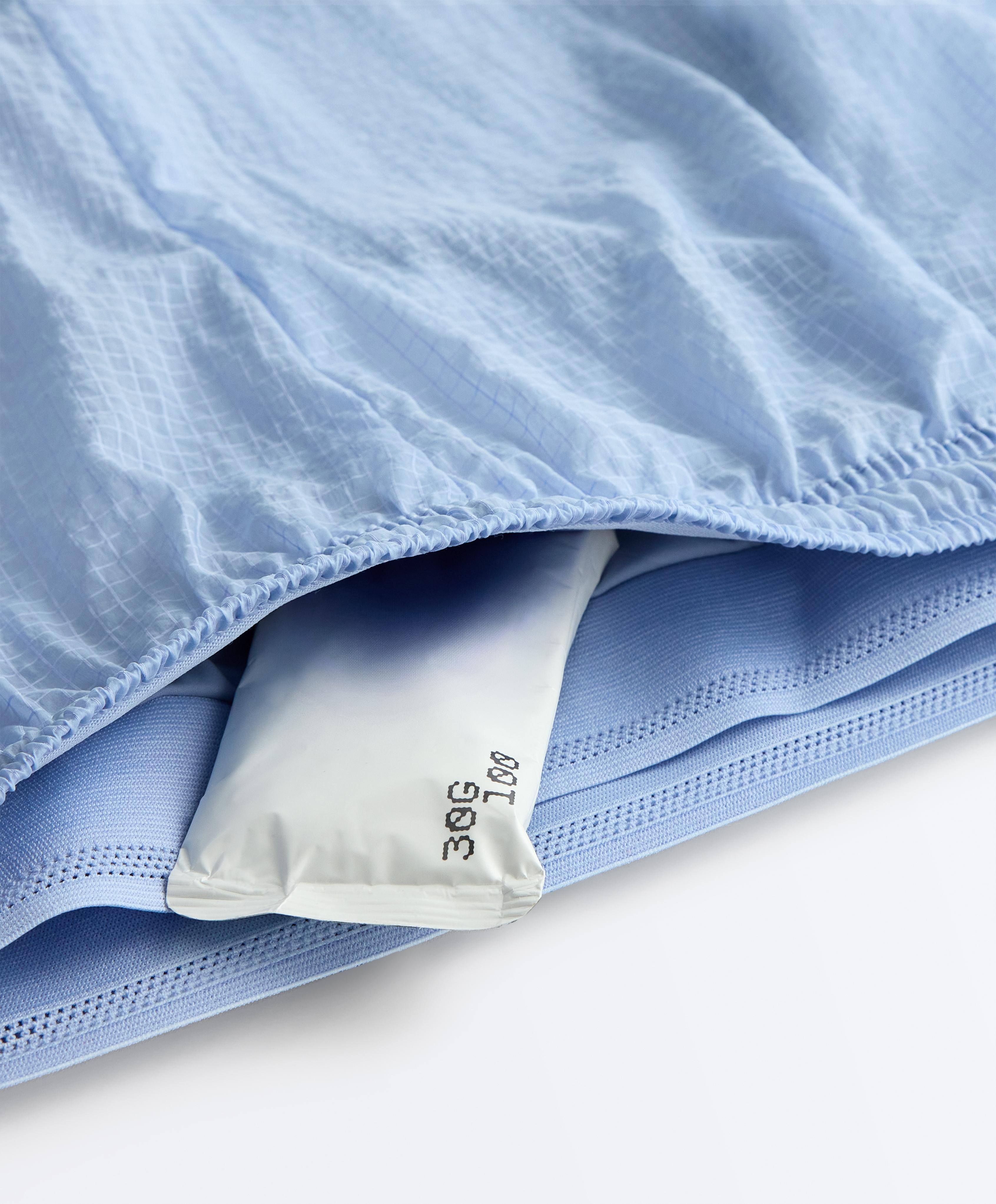 Technical 2-in-1 checked mid-rise shorts — MID GREY-BLUE
