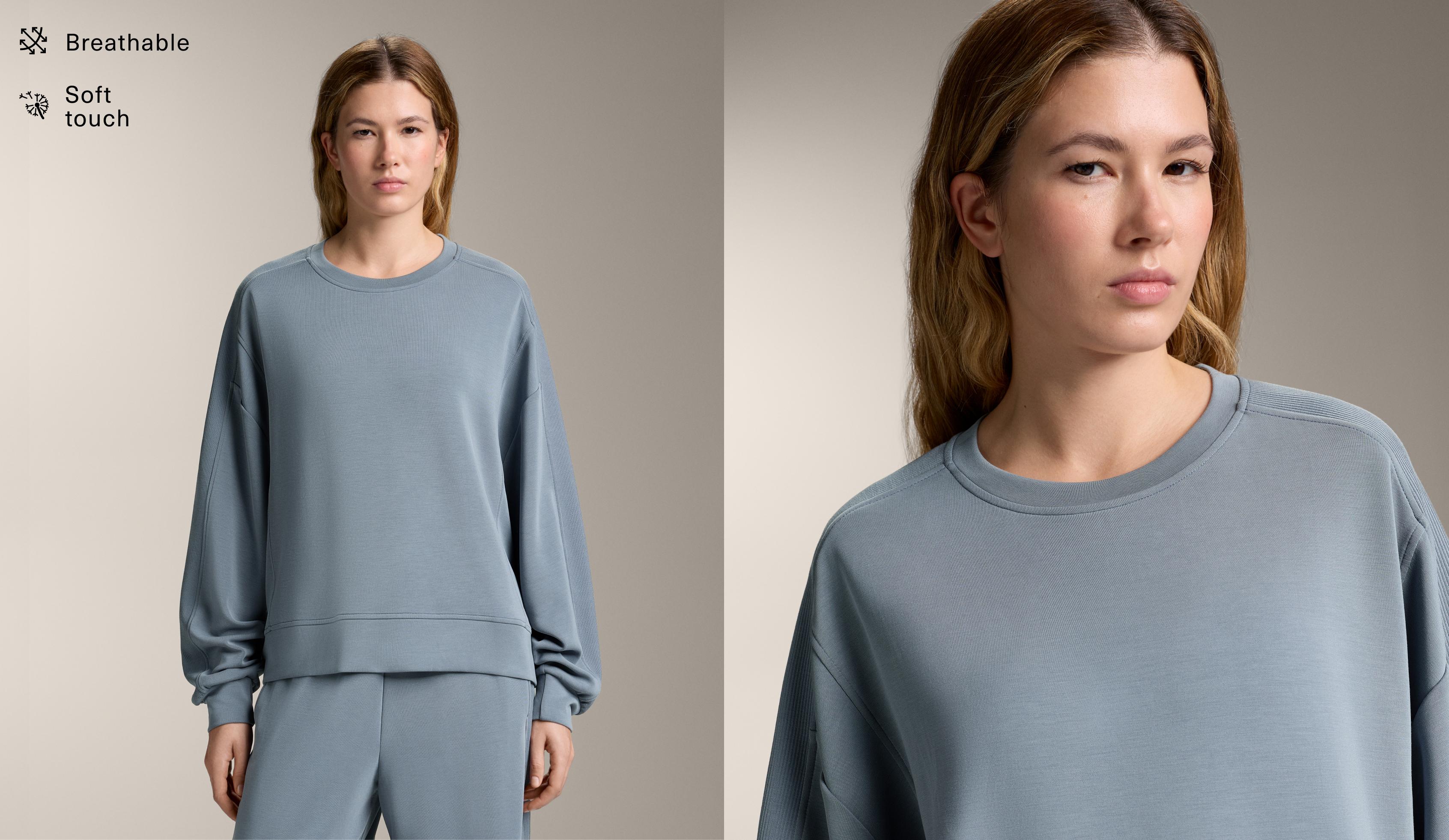 Sudadera rib con modal tacto suave Sudadera rib con modal tacto suave