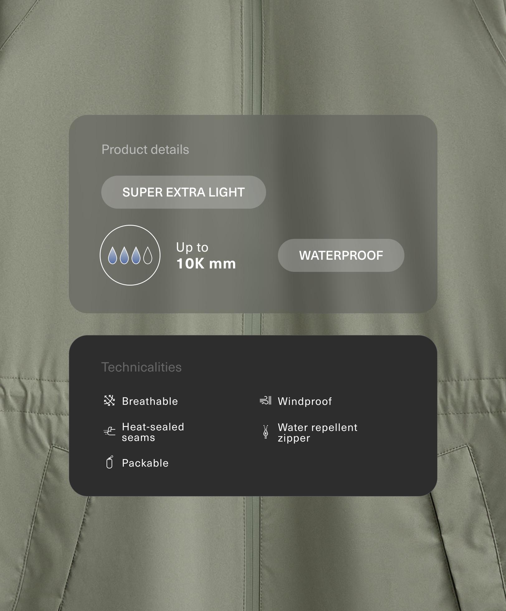 Long packable super extra lightweight 10k waterproof jacket - Sale