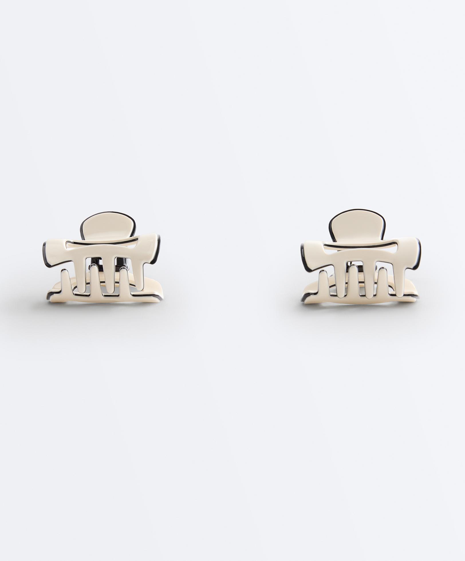 2 mini piping hair clips — CREAM