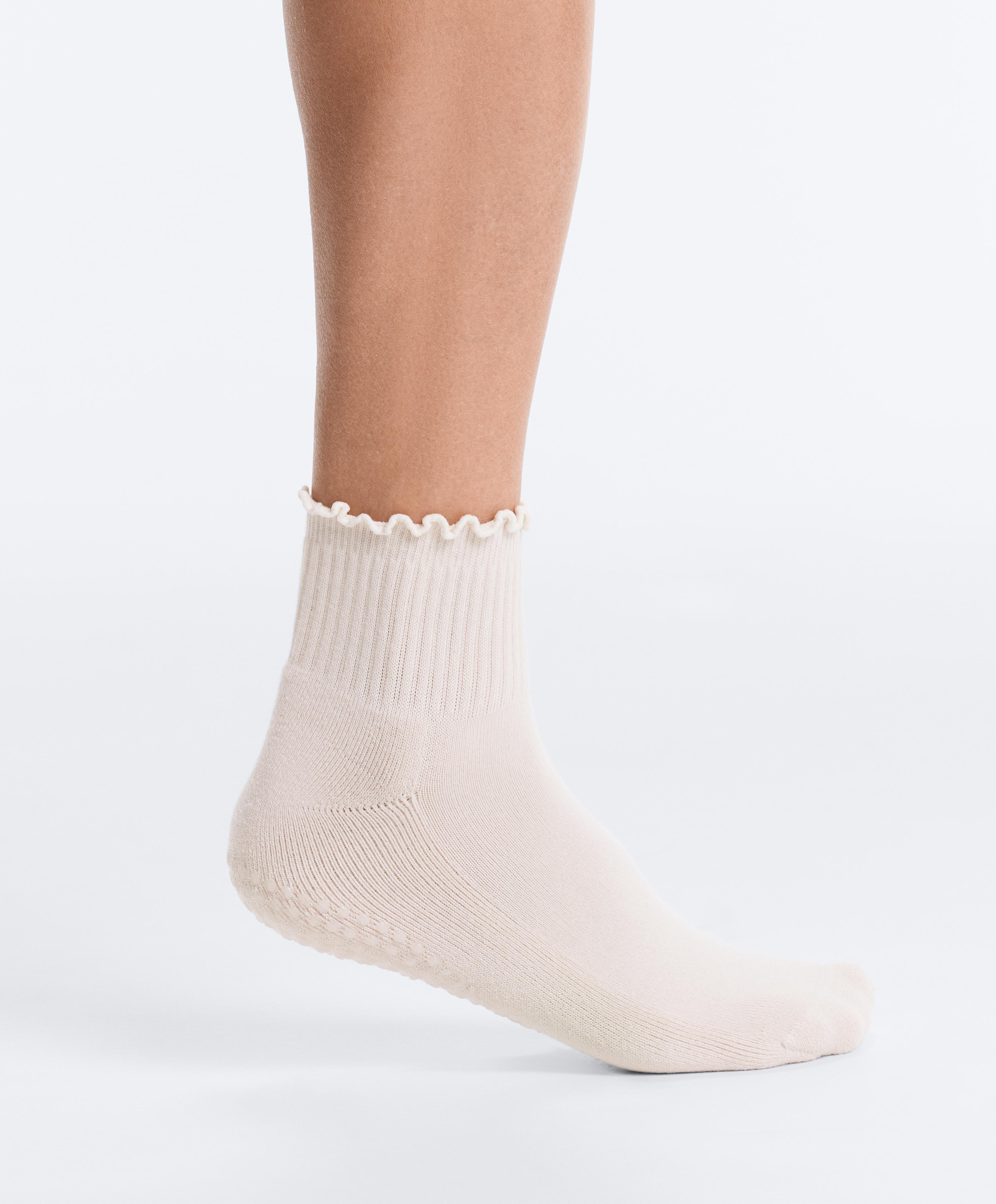 2 pairs of cotton blend quarter yoga and Pilates socks — GREY-PURPLE
