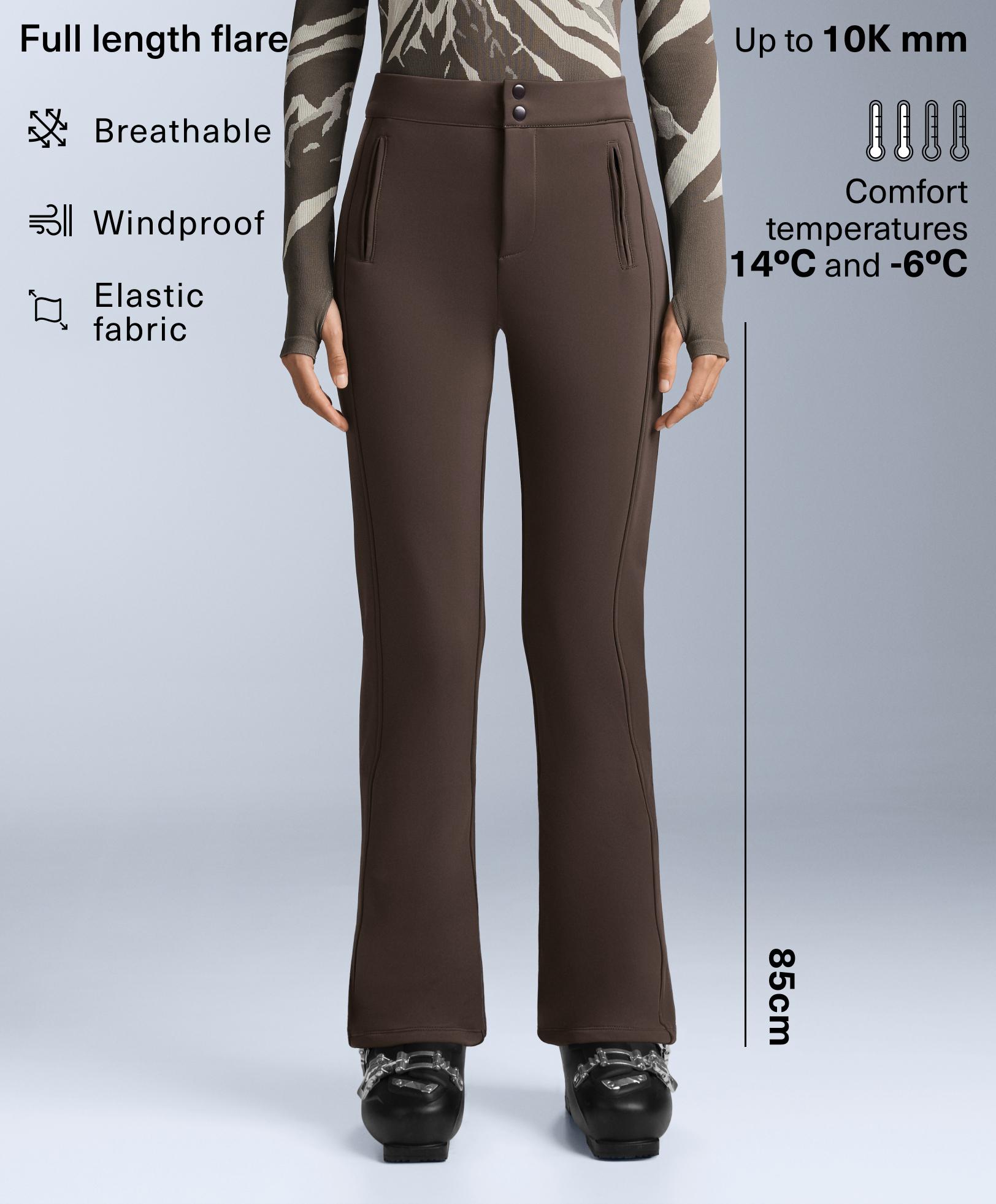 Water-resistant full length flare stretch SKI trousers