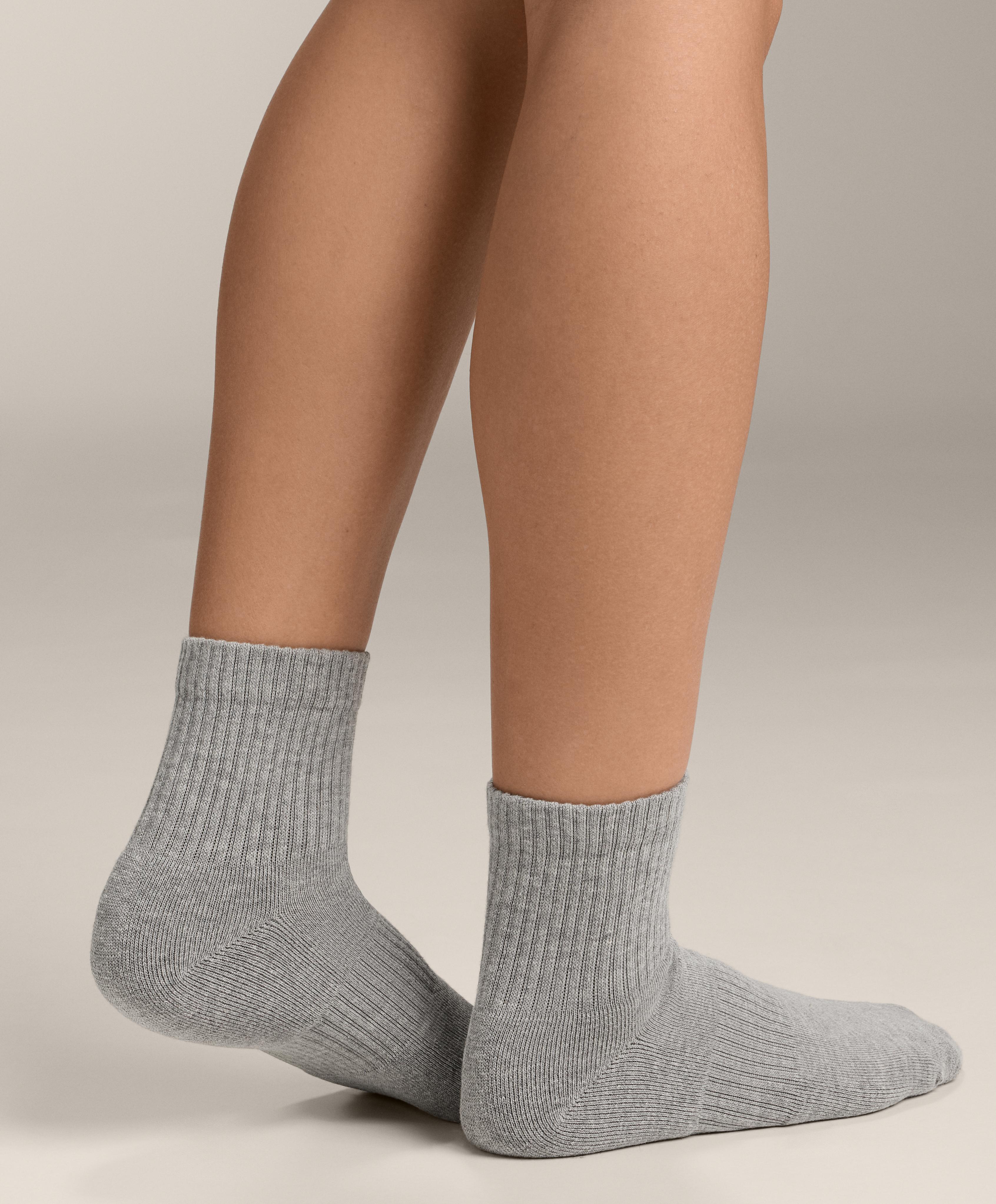 3 pairs of cotton blend quarter sports socks — PALE GREY MELANGE