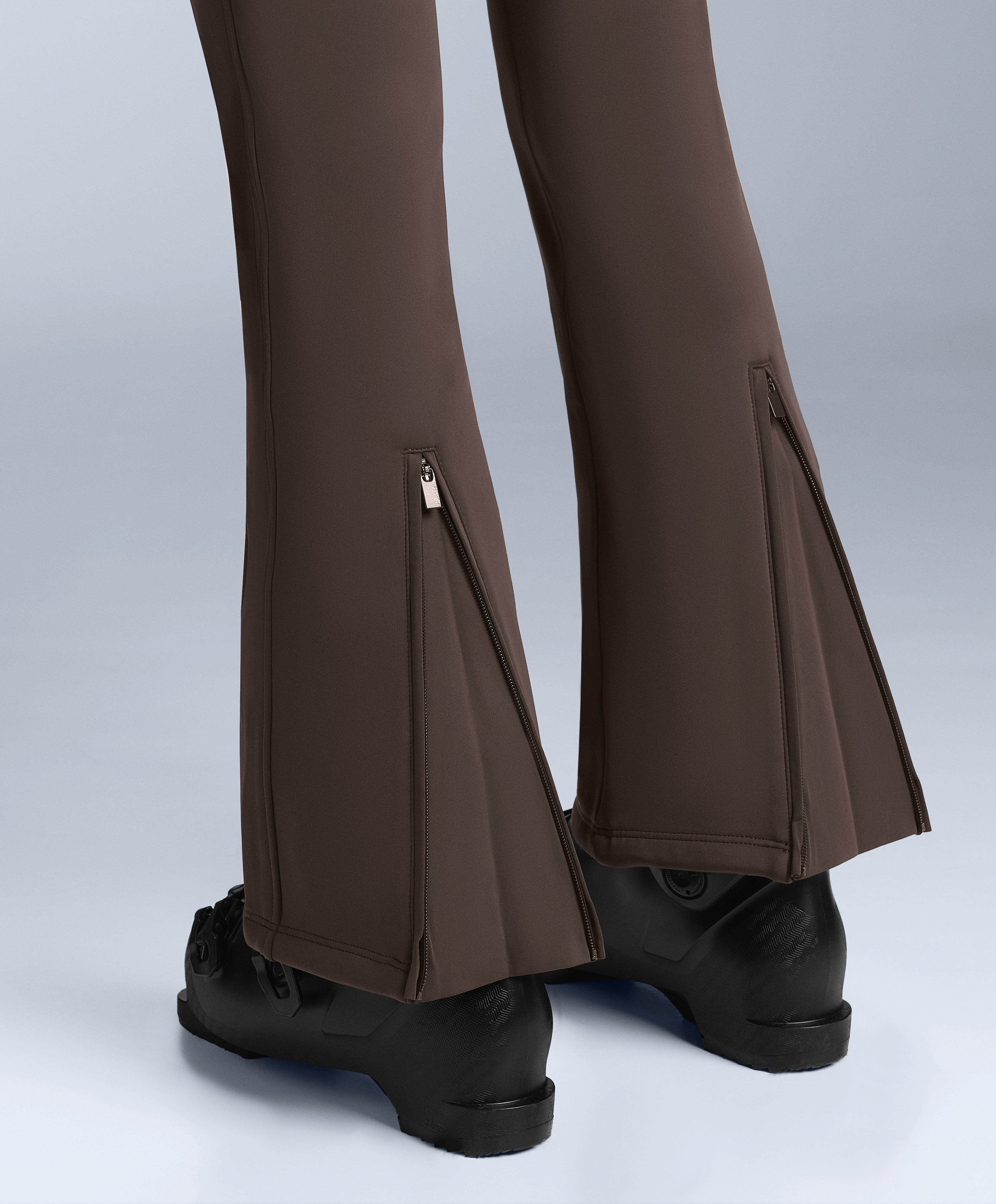Water-resistant flare stretch SKI trousers — DARK BROWN