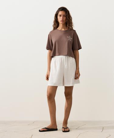 100% cotton gauze bermuda shorts — WHITE  2