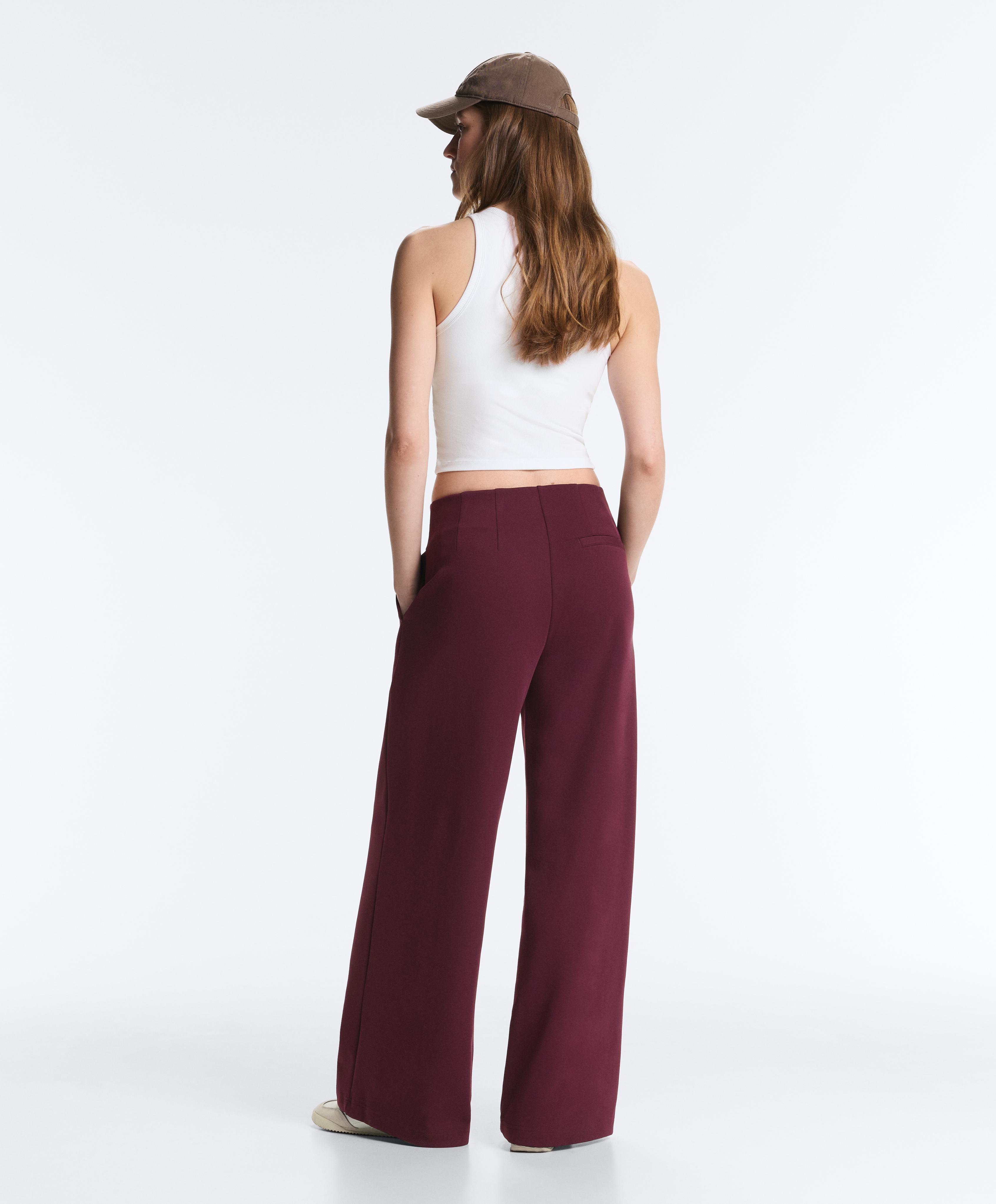 Maroon cotton super high rise piqué total look