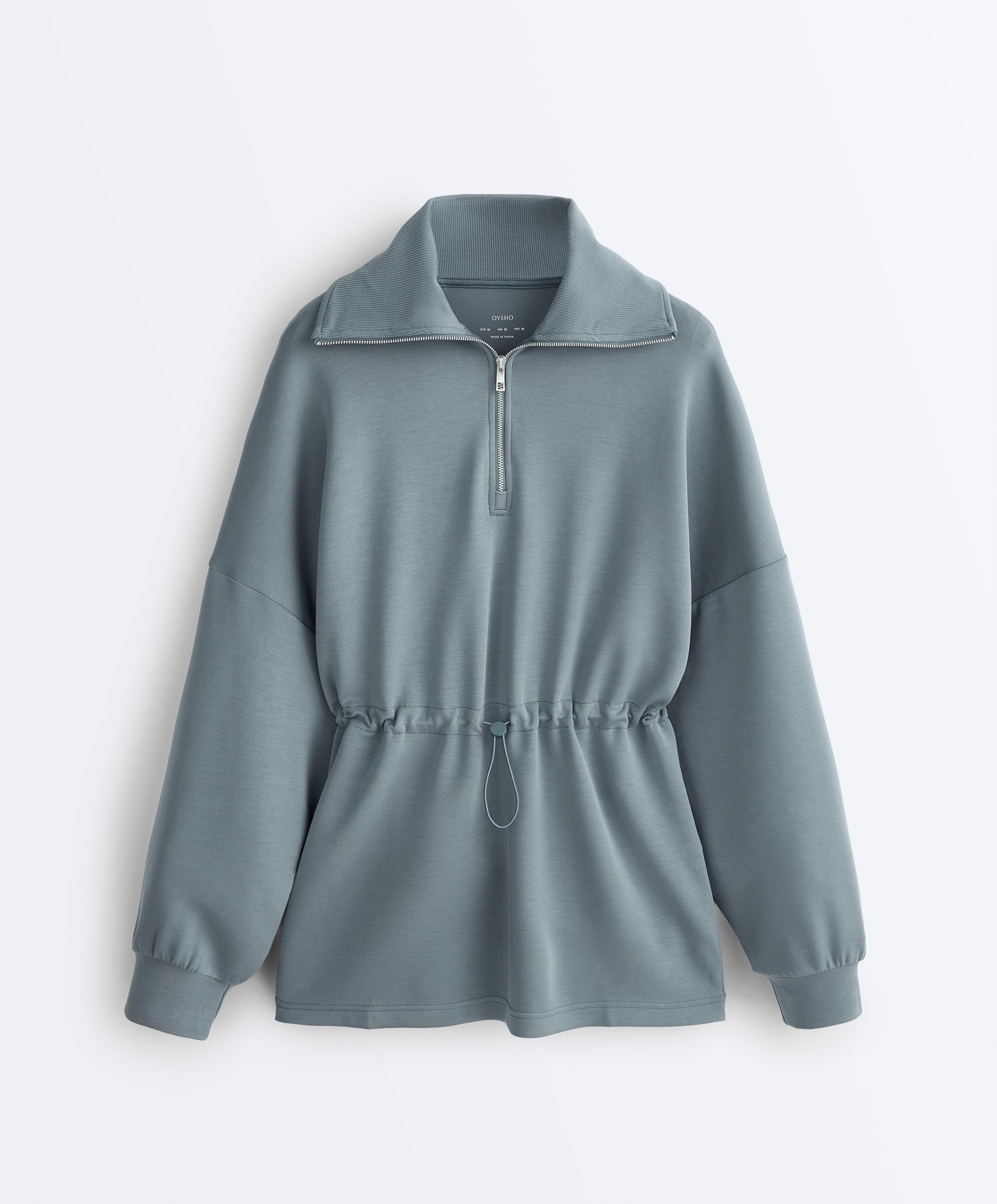 Half-zip sweatshirt with soft-touch modal — DARK GREY-BLUE