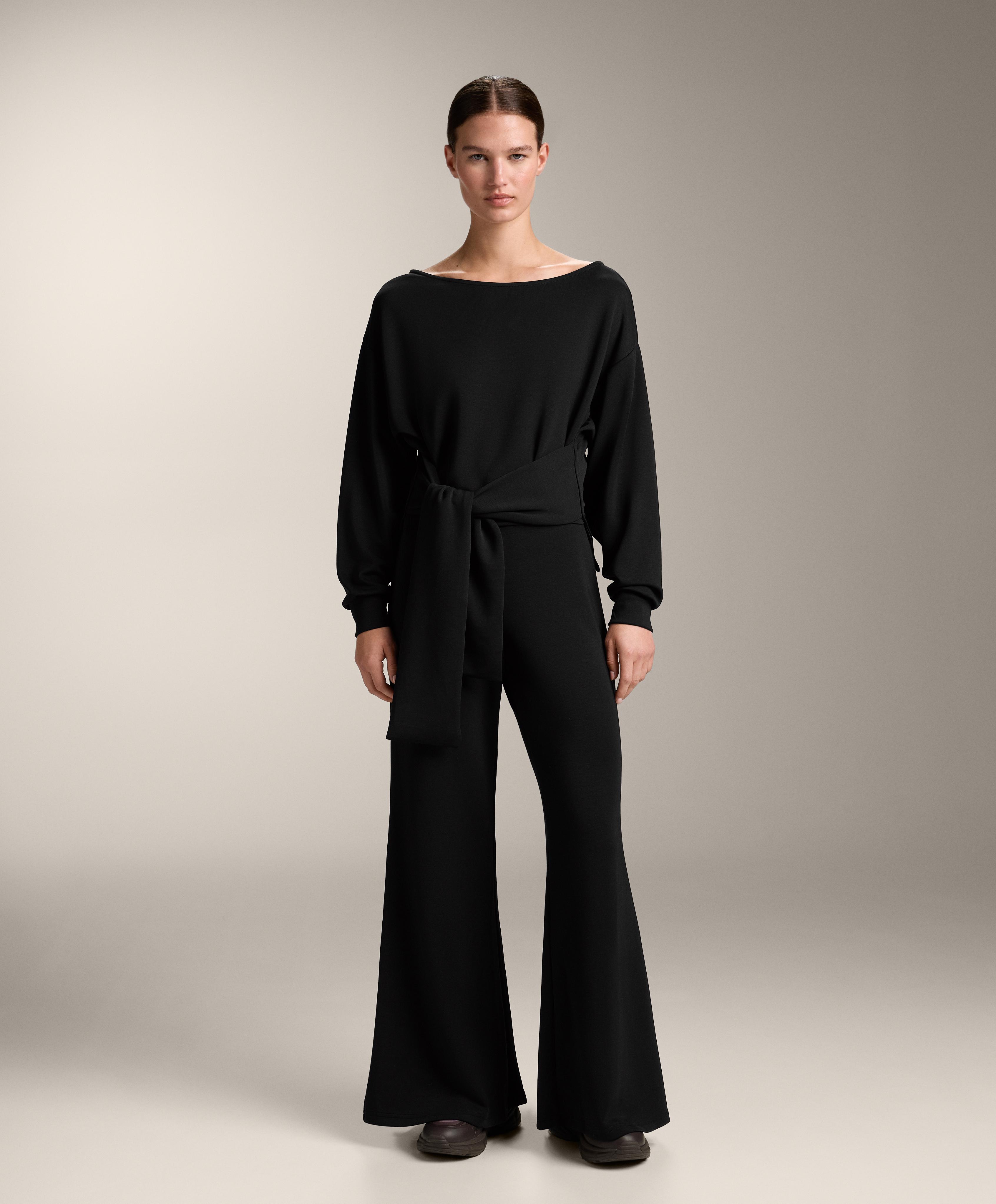 Flare trousers with soft-touch modal — BLACK