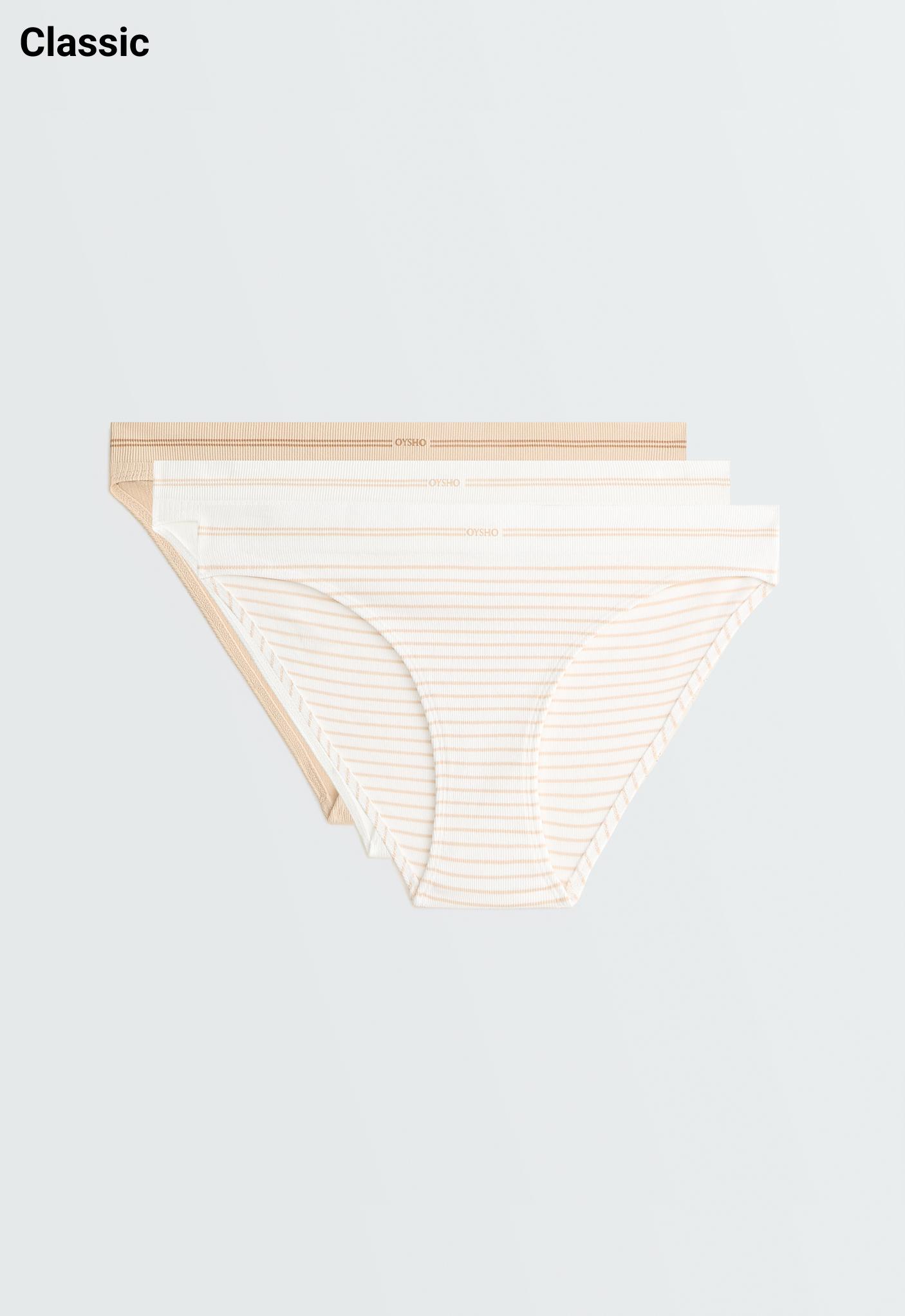3 seamless rib polyamide blend classic briefs — WHITE 