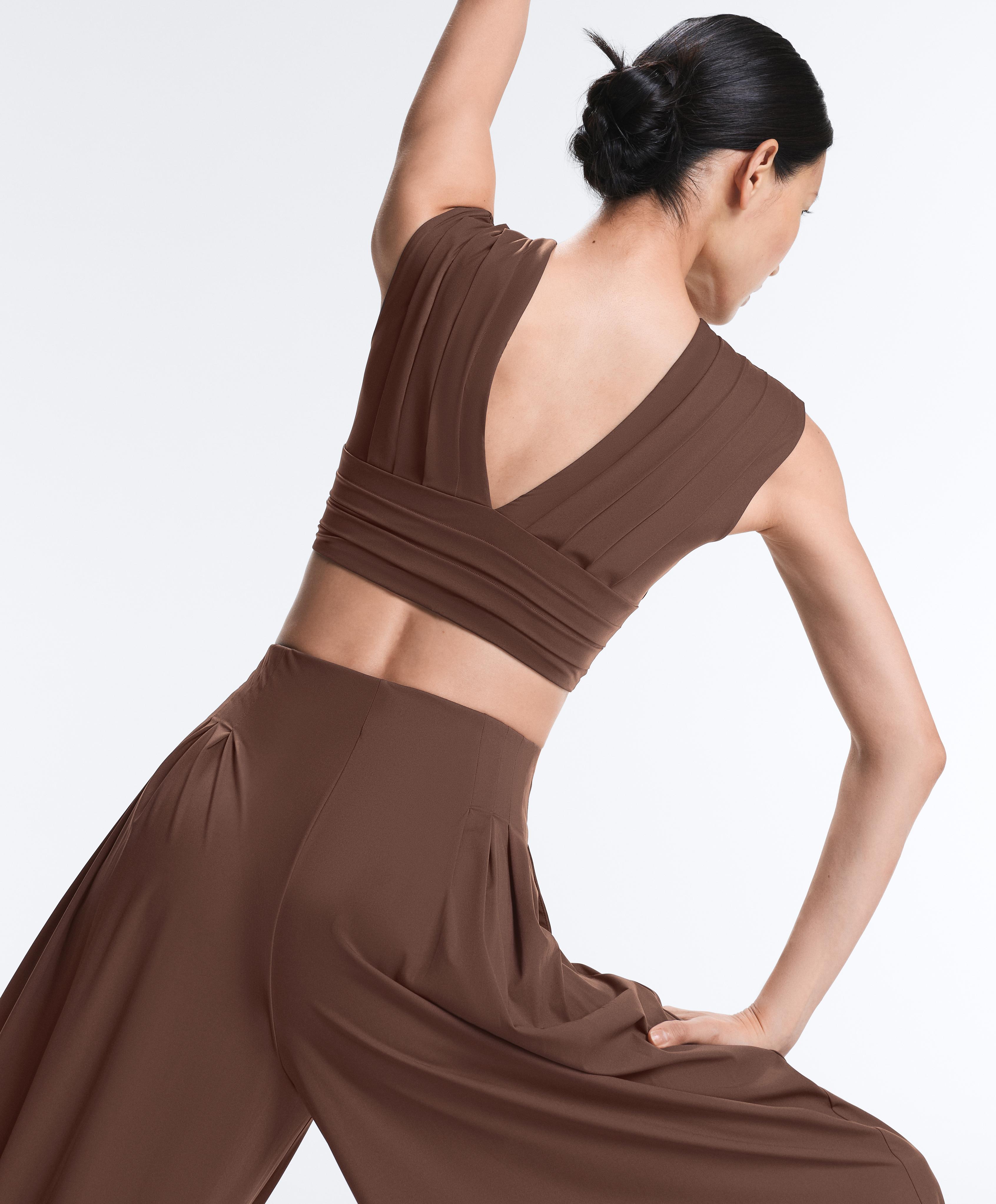 Light Touch pleated tank top — MID-BROWN