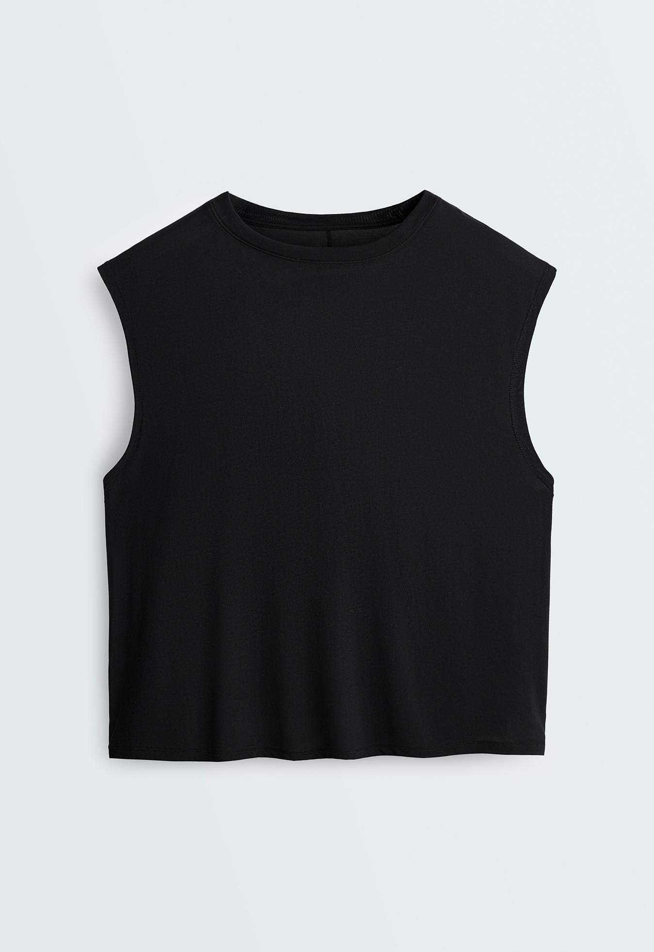 Modal blend sleeveless T-shirt — BLACK