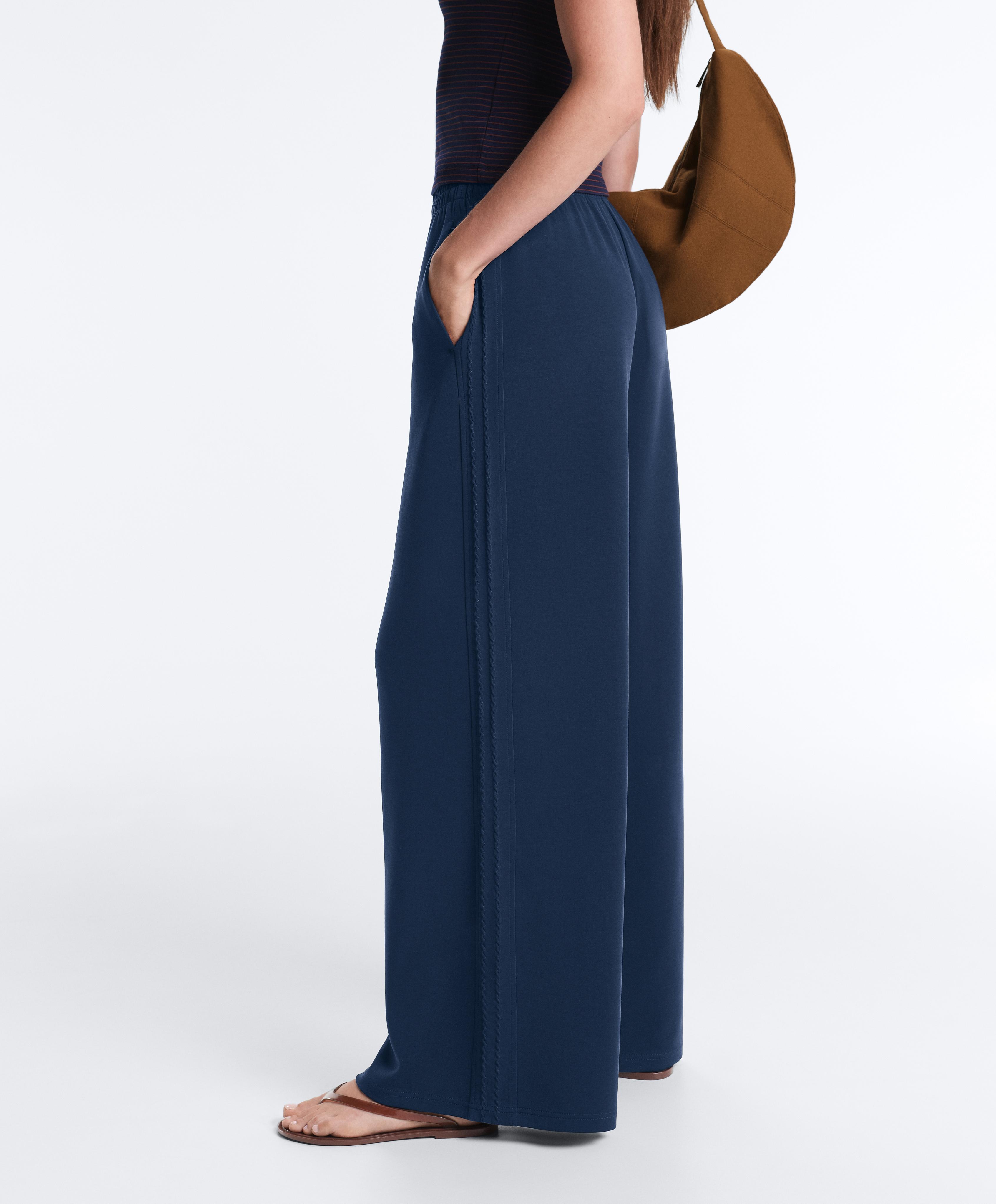 Straight-leg trousers with soft-touch modal — NAVY BLUE