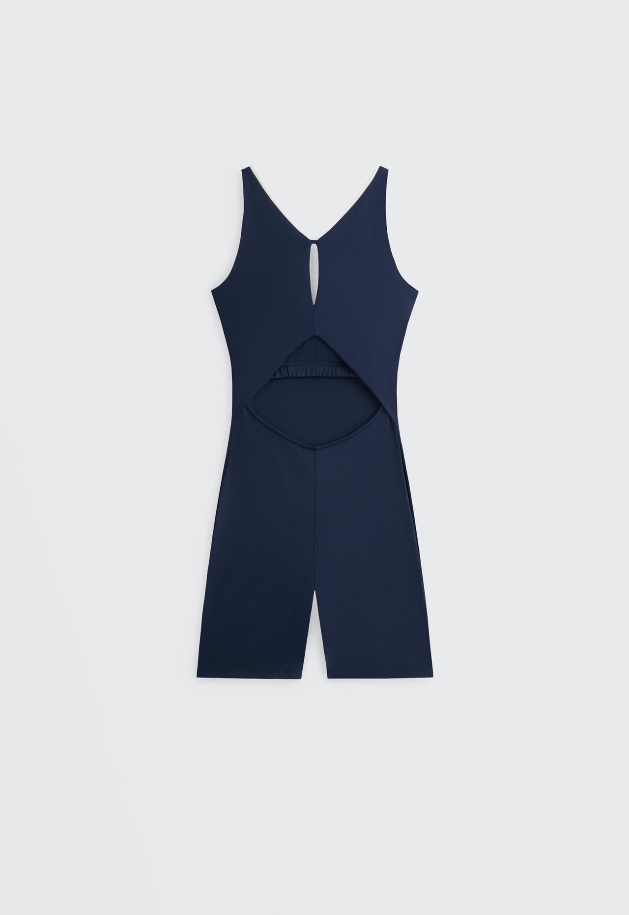 Comfortlux strappy V-neck short jumpsuit — NAVY BLUE