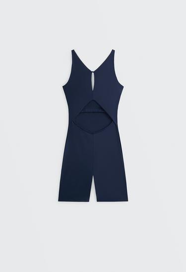 Comfortlux strappy V-neck short jumpsuit — NAVY BLUE 7