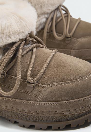 Technical suede lace-up boot — MINK 7