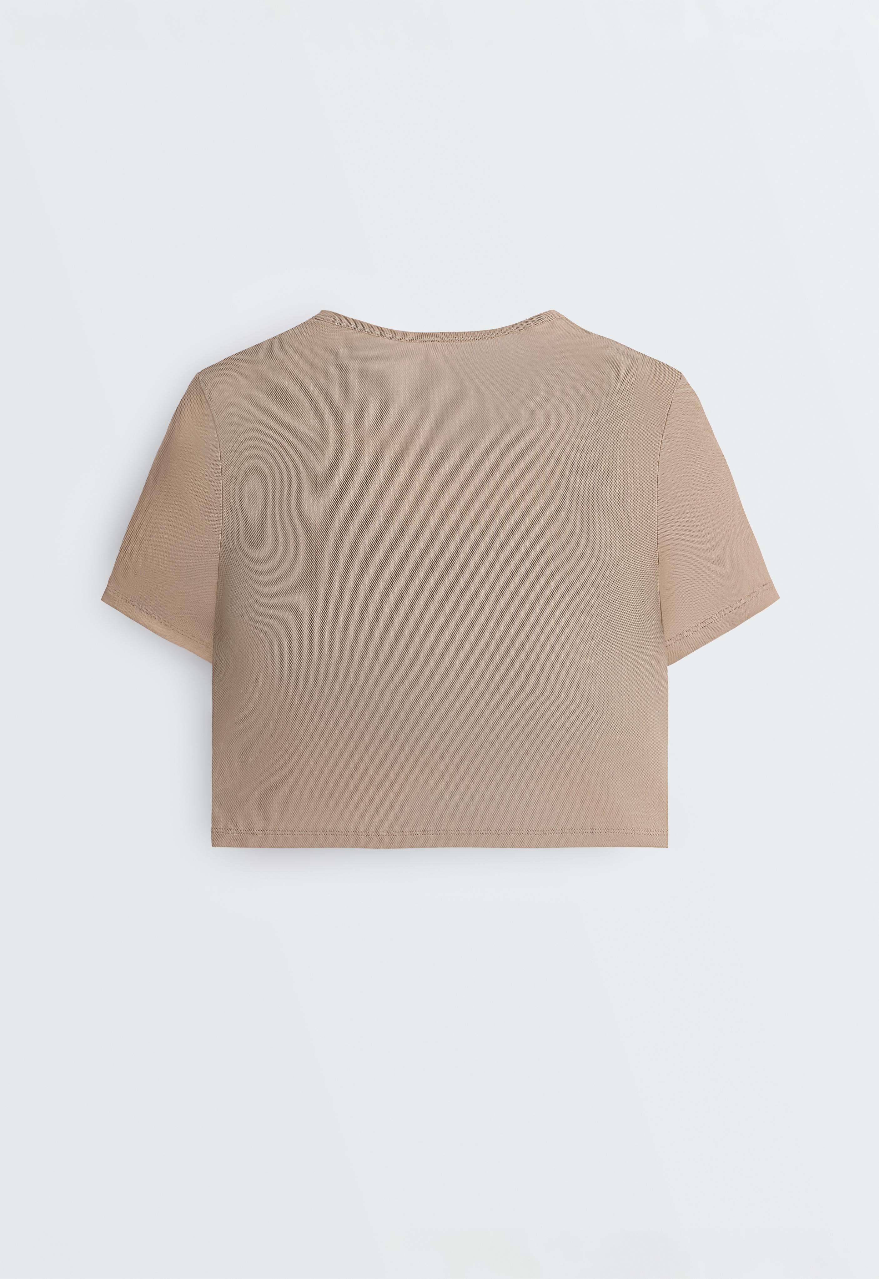 Evermove short-sleeved overlay tank top — PINK-BEIGE