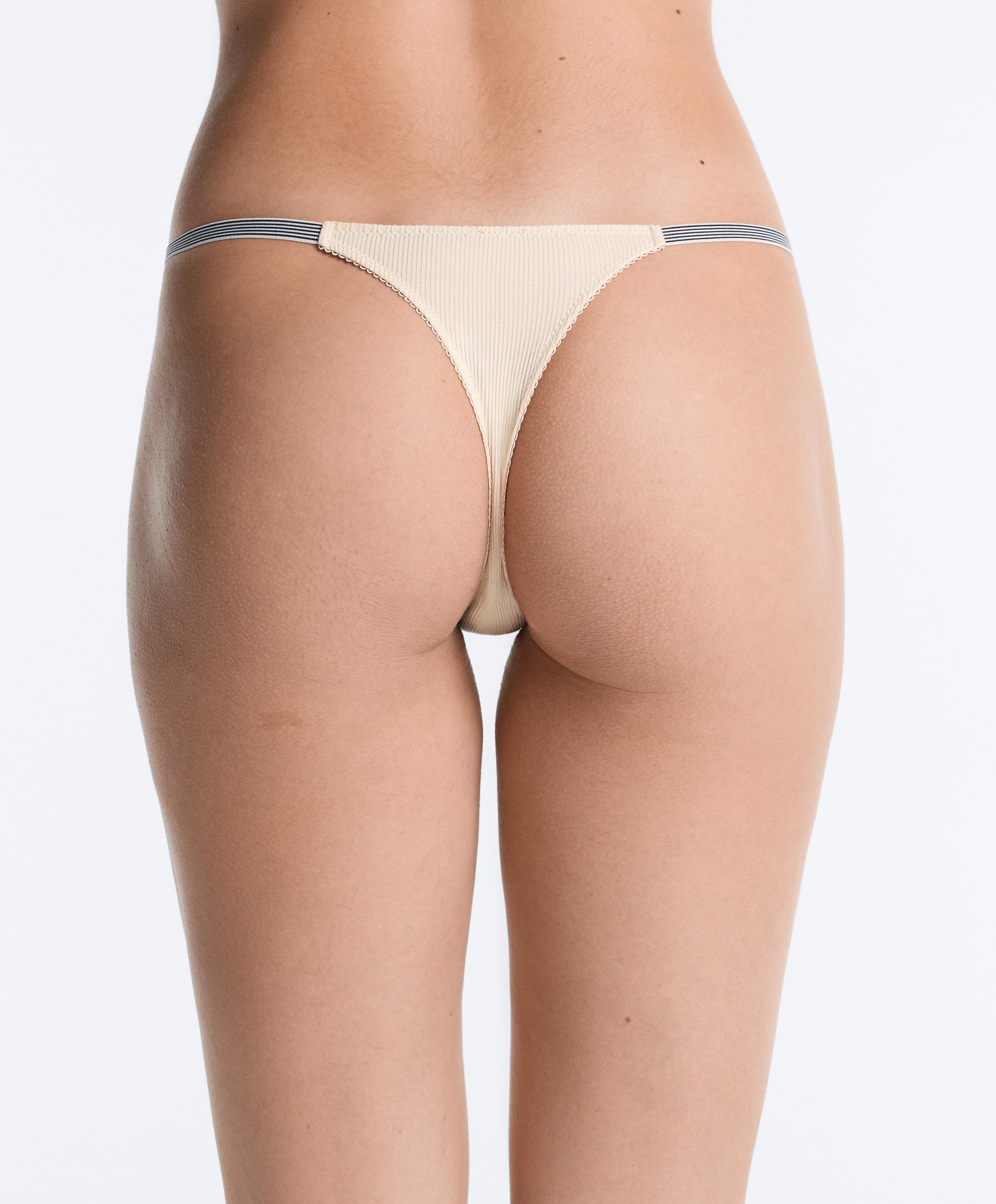 3 ribbed cotton thongs — LIME GREEN