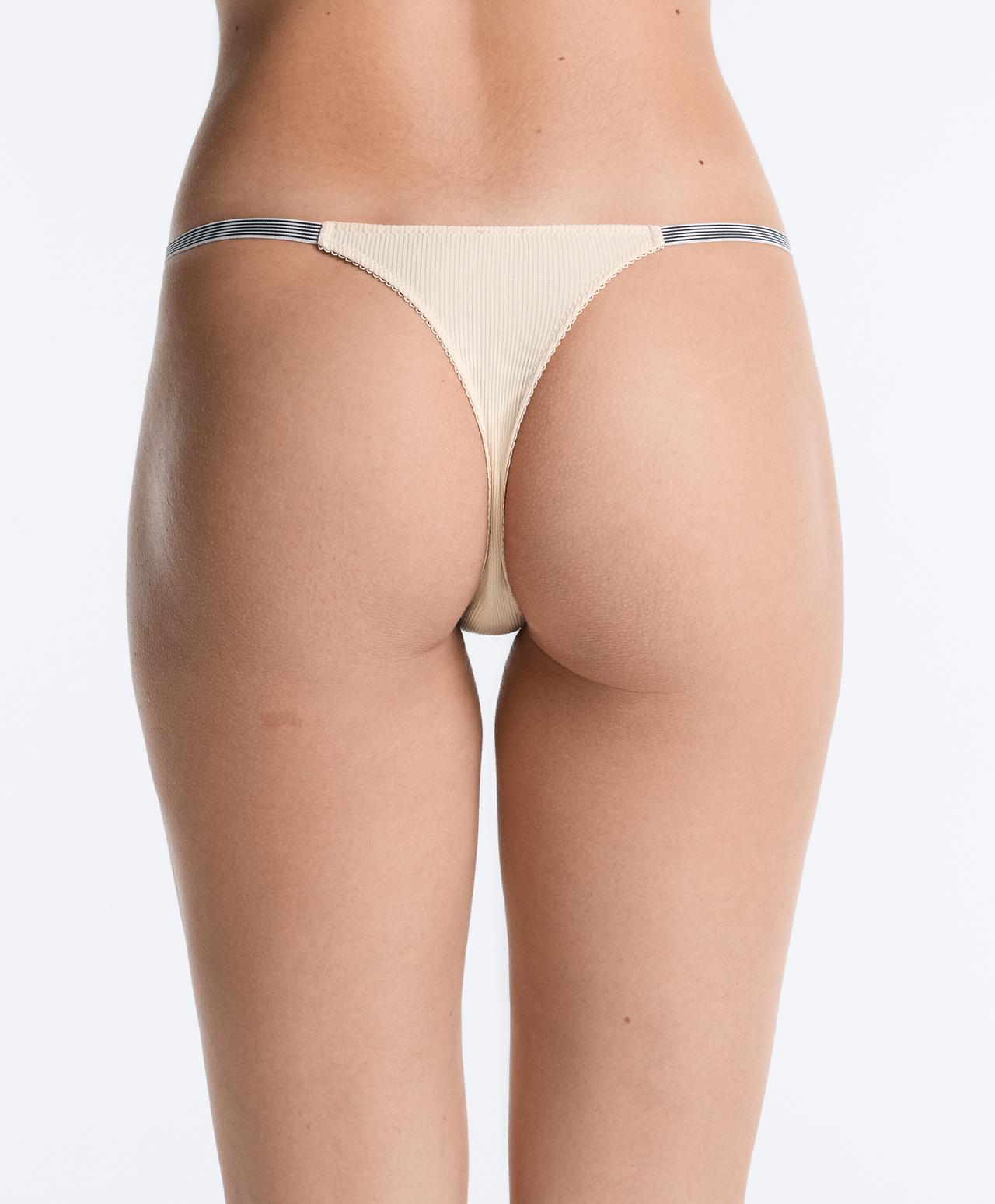 3 ribbed cotton thongs — LIME GREEN