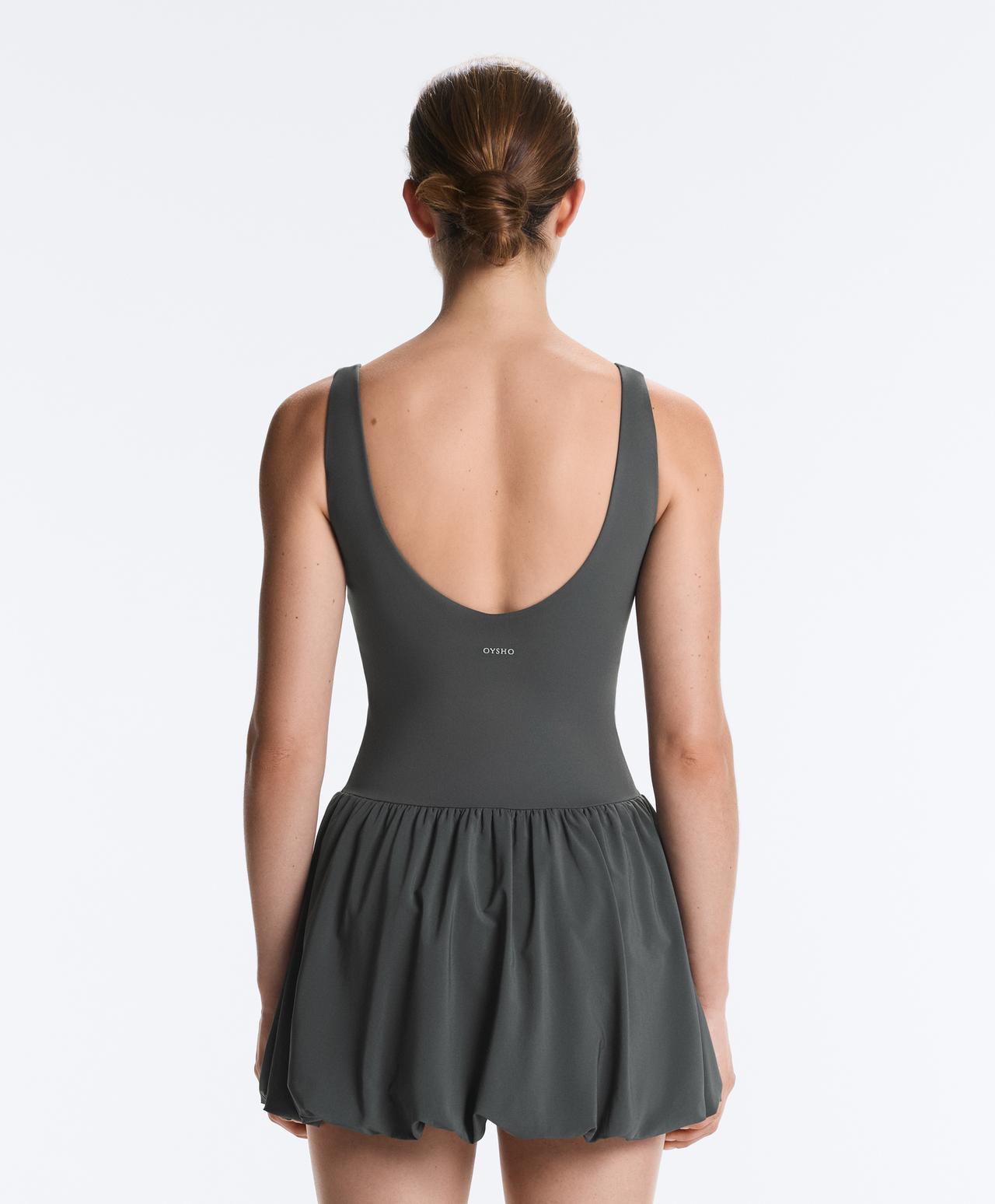 Comfortlux short balloon dress — STEEL GREY