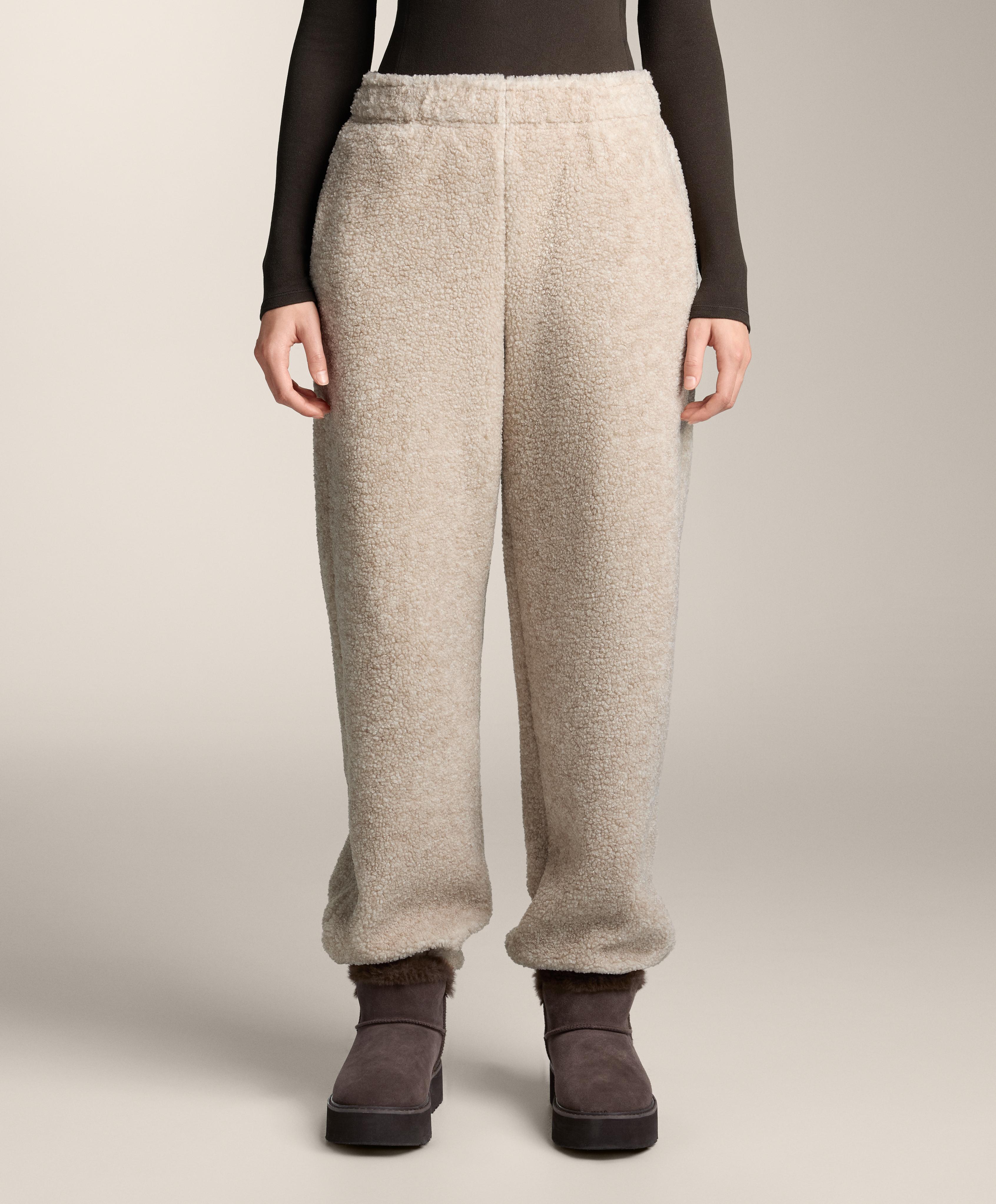 Lightweight faux-shearling jogging trousers Lightweight faux-shearling jogging trousers