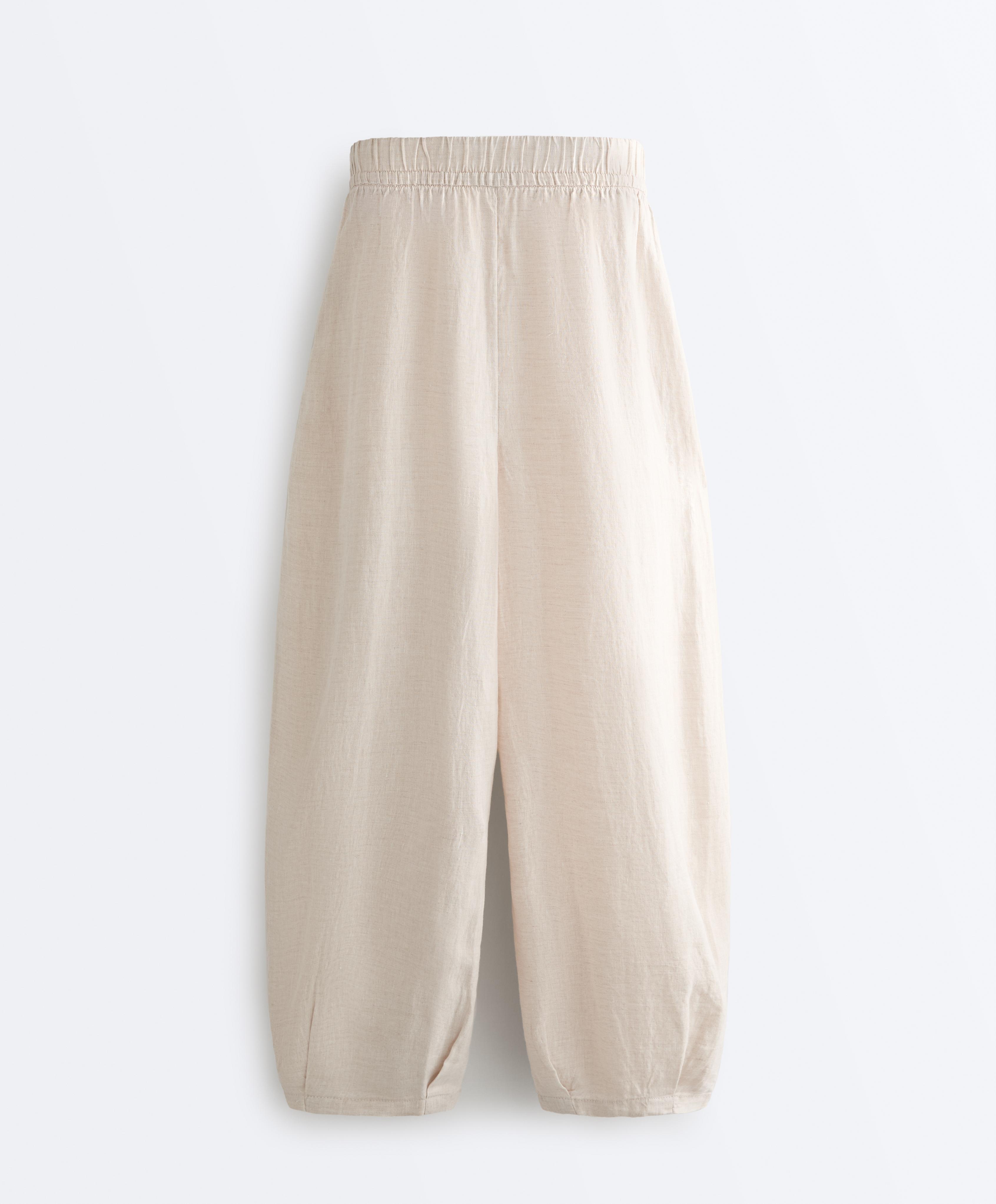 100% linen balloon trousers — SAND MELANGE