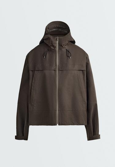 Short 10k waterproof canvas technical jacket — BROWN 7